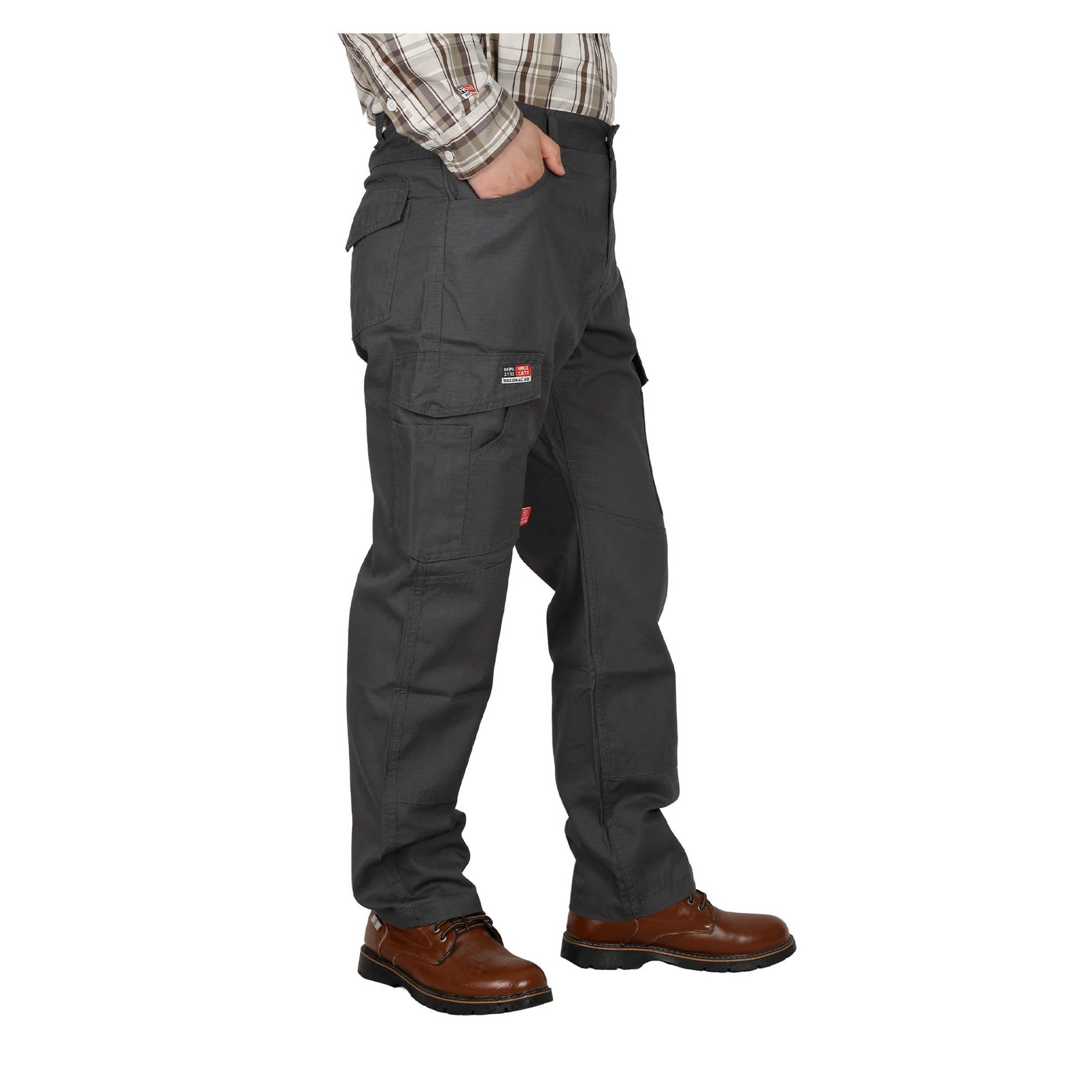 thumbnail image 2 of BOCOMAL Flame Resistant Stretch Cargo Pants NFPA2112 CAT2 BOCOMAL FR Stretch Cargo Pants - NFPA2112 CAT2 Flame Resistant Work Pants With Reinforced Knees Arc Flash Protection Workwear 2 of 13