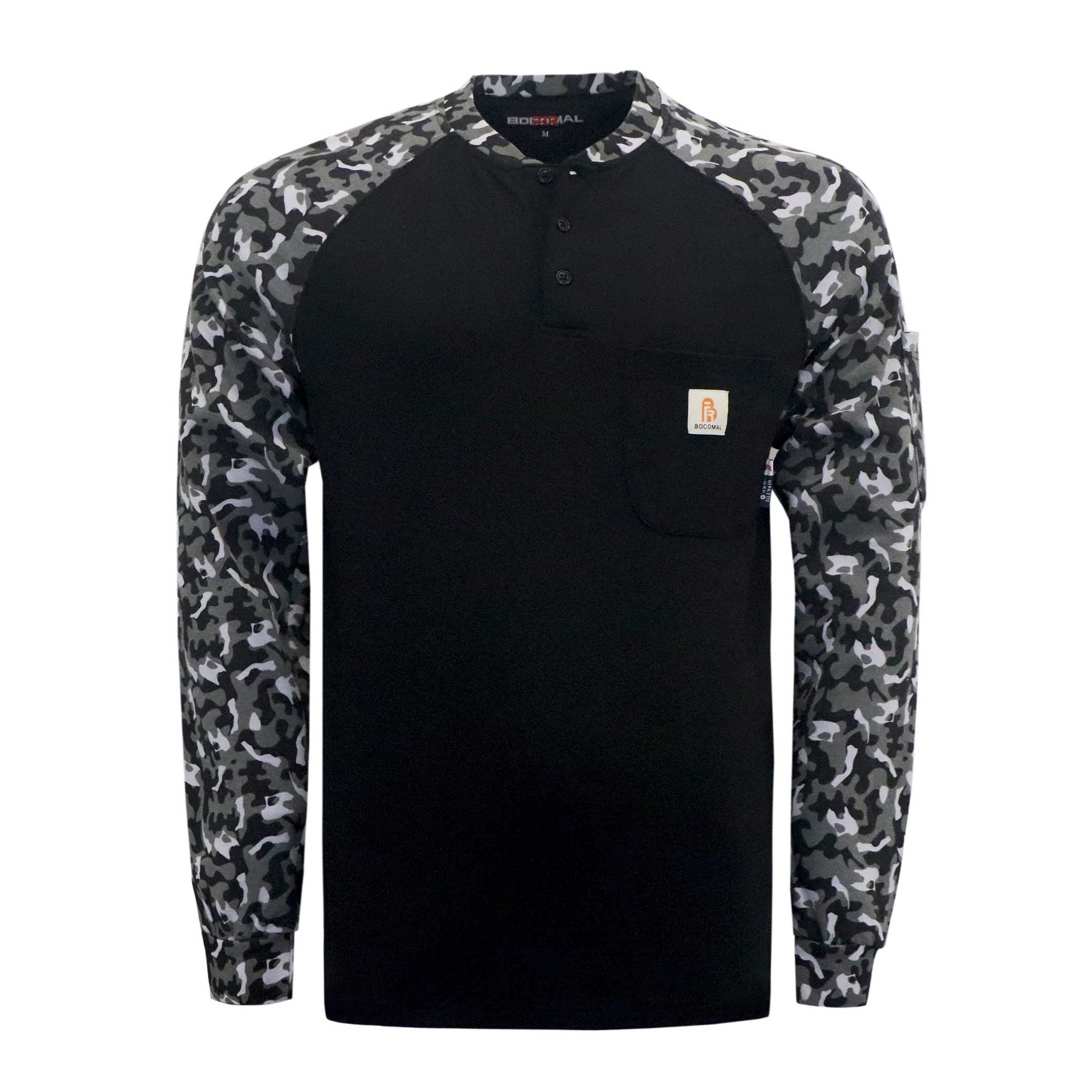 7OZ Button Pullover T-Shirt/Camouflage-5703