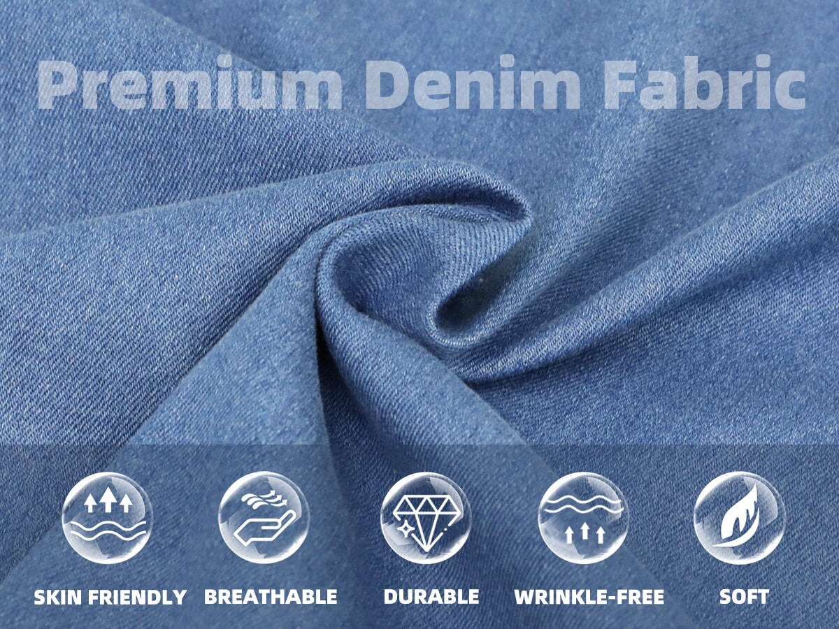 6.5OZ Work Shirts Vintage Washed Lightweight Soft Denim Pearl Snap Down-Relaxed Fit (Non FR)-0930