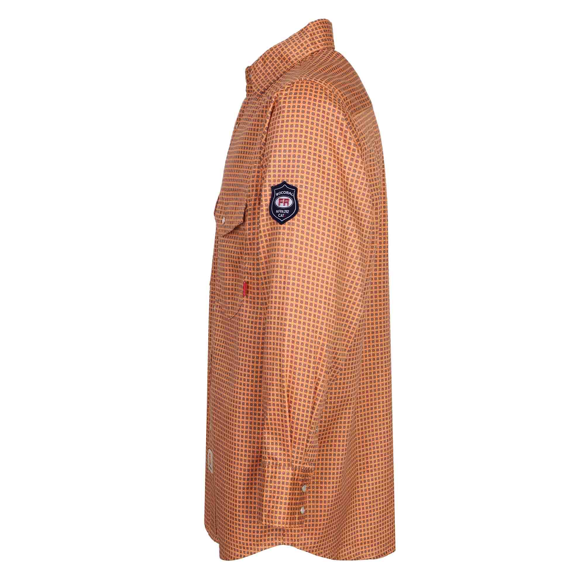 6.5oz Cotton Button Up Printed Plaid Flame Resistant Welding Shirts (Final Sale)