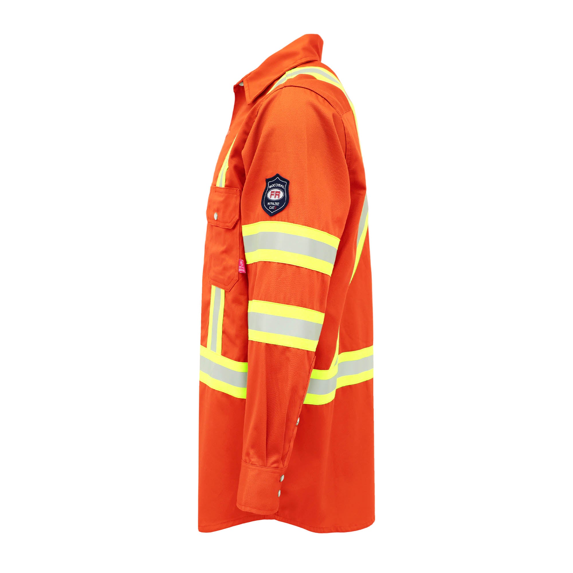 7.5OZ FR Hi Vis Reflective Shirts with Pearl Snap/Type O CLASS 1-0802