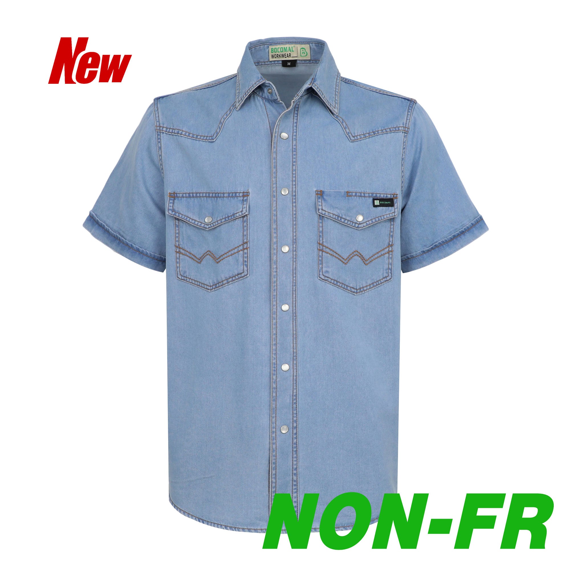 6.5OZ Short Sleeve Pearl Snap Denim Work Shirt (NON-FR) - SH052C