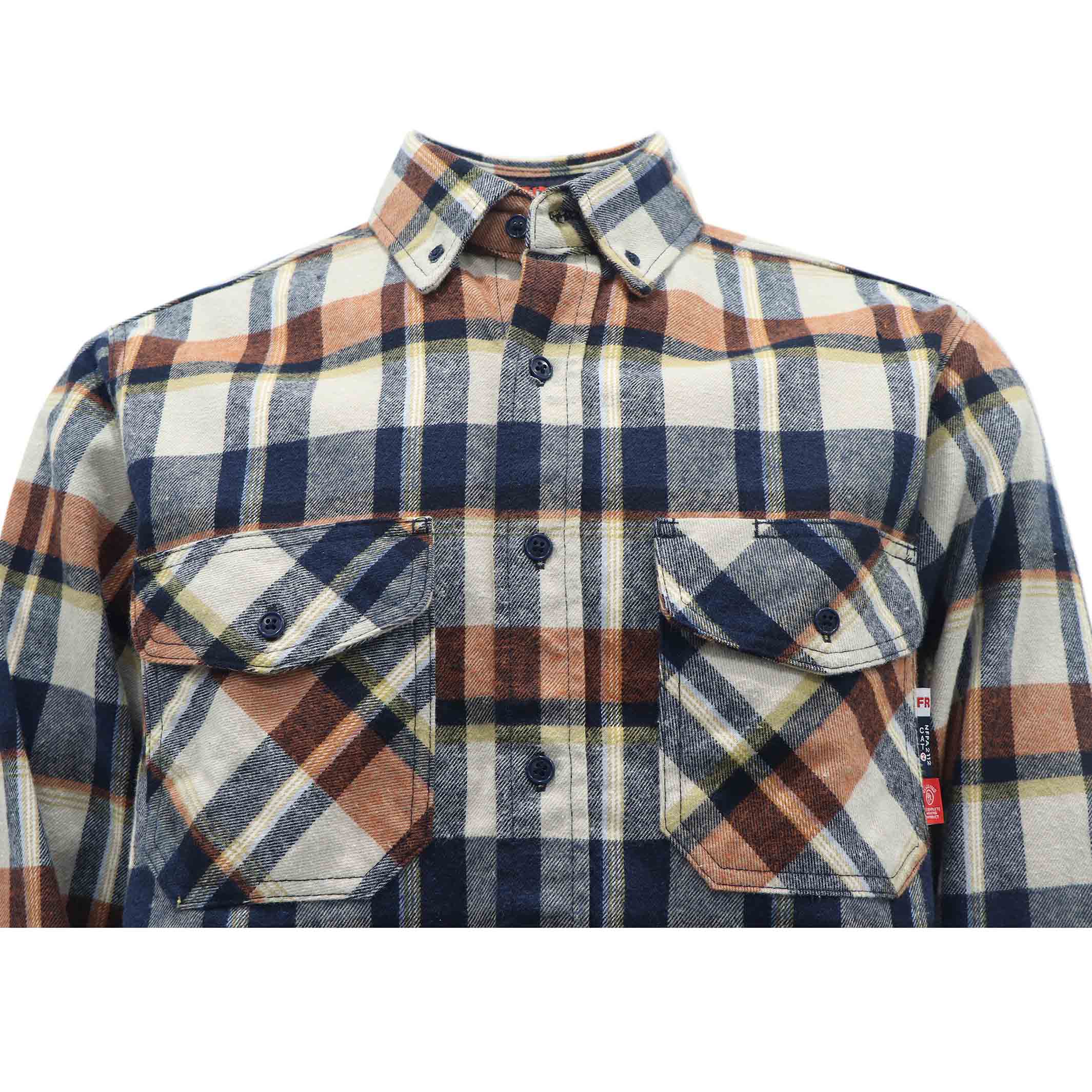 9.5OZ Plaid Flannel Shirts With Button(Final Sale)-3818