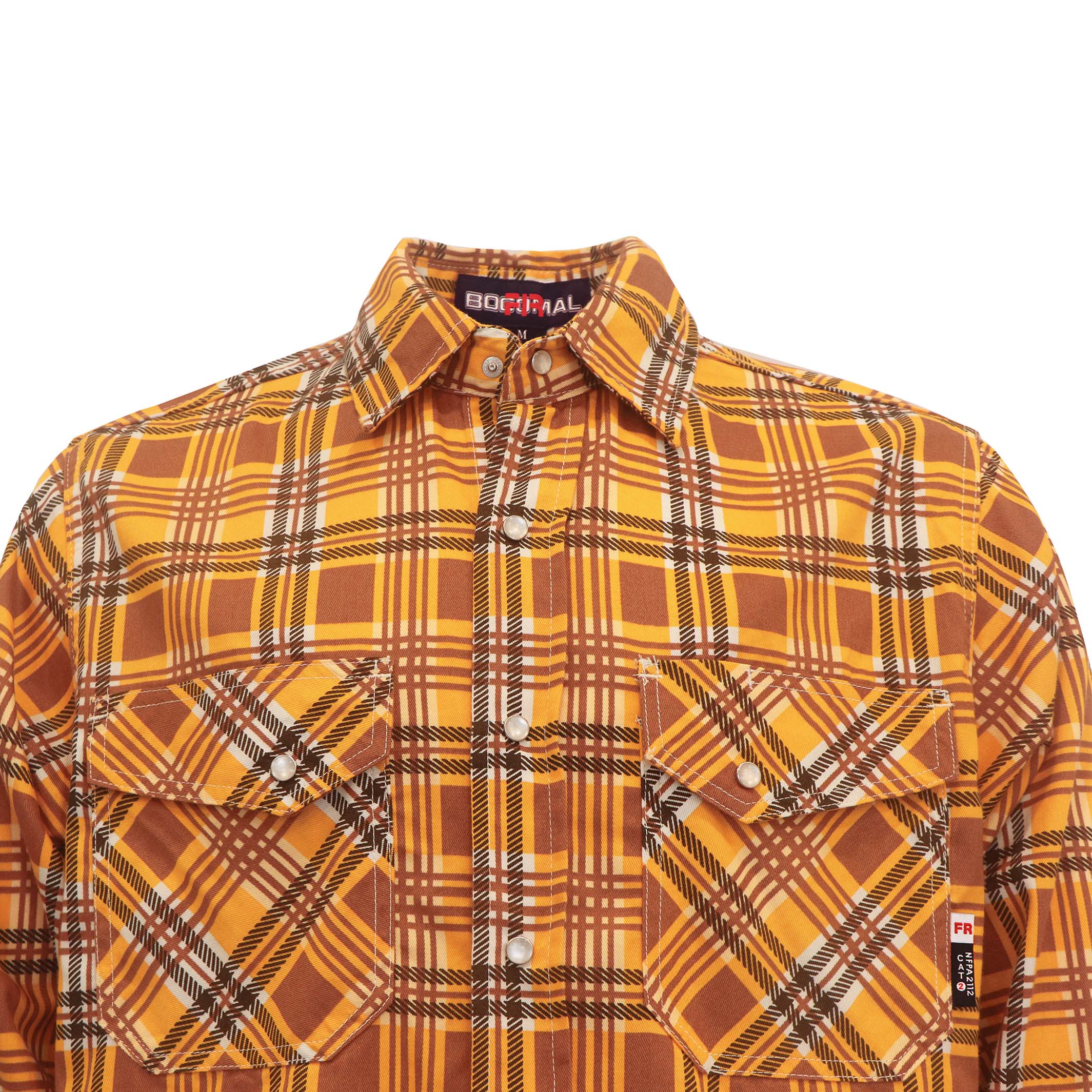 6.5OZ Printed Plaid Shirts With Pearl Snap(Final Sale)-3916