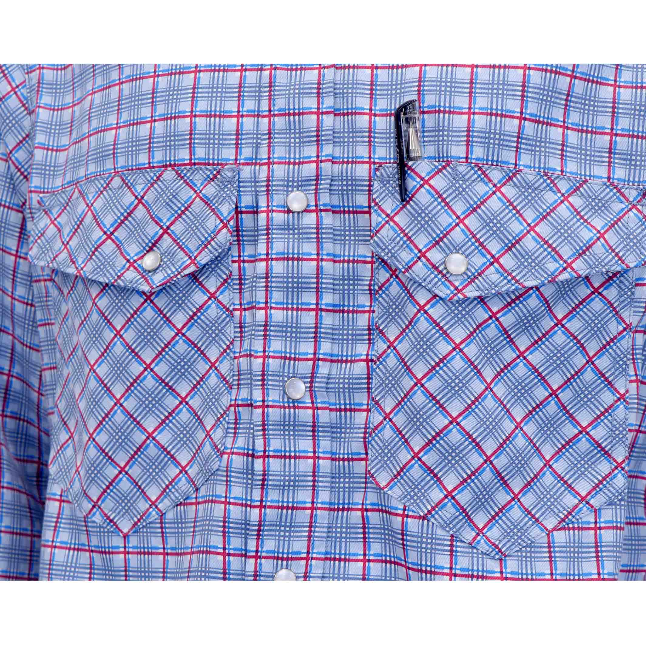 6.5OZ Printed Plaid Shirts With Pearl Snap-0916