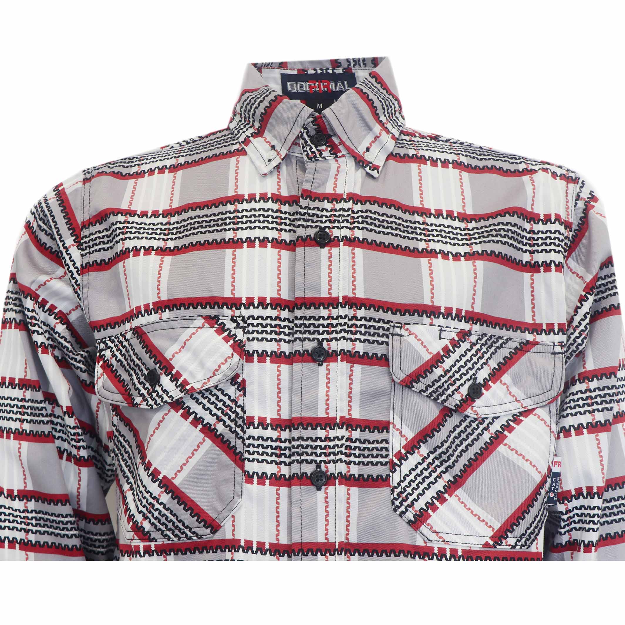 6.5OZ New Printed Plaid Shirts With Button(Final Sale)-3816