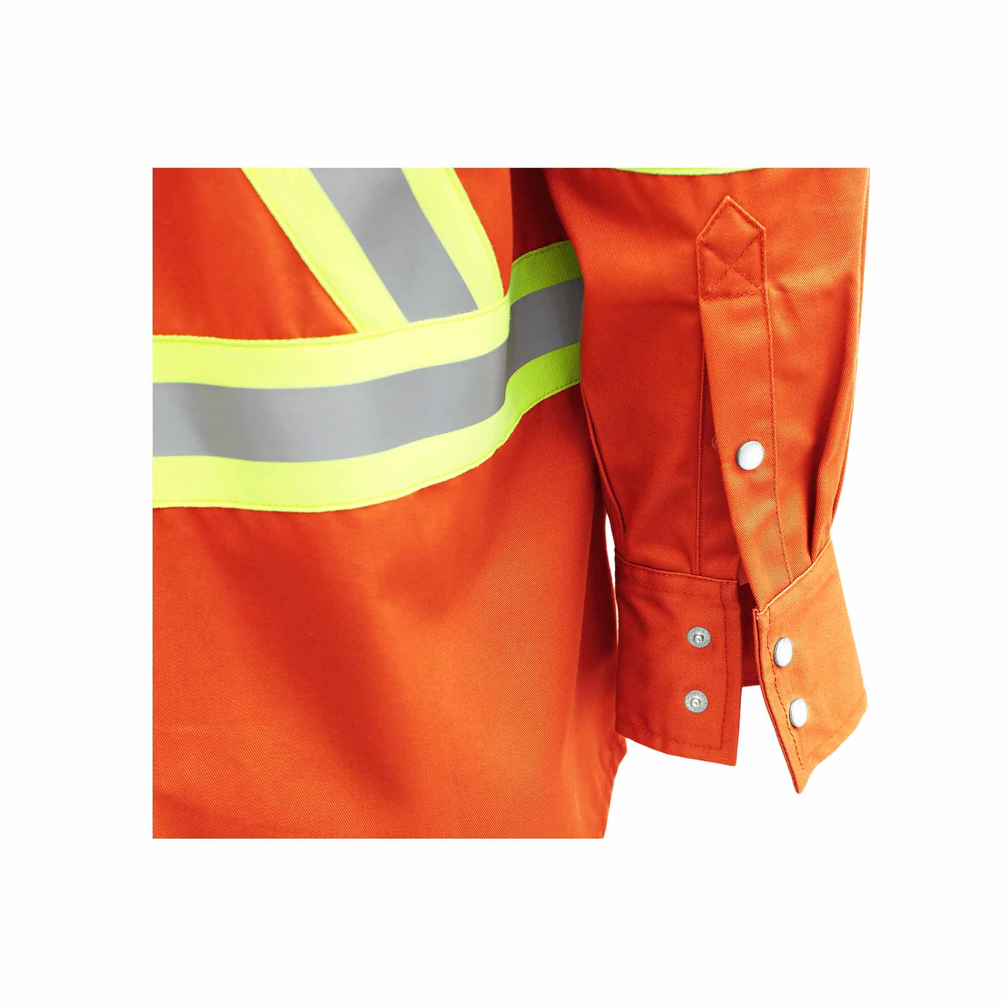 7.5OZ FR Hi Vis Reflective Shirts with Pearl Snap/Type O CLASS 1-0802