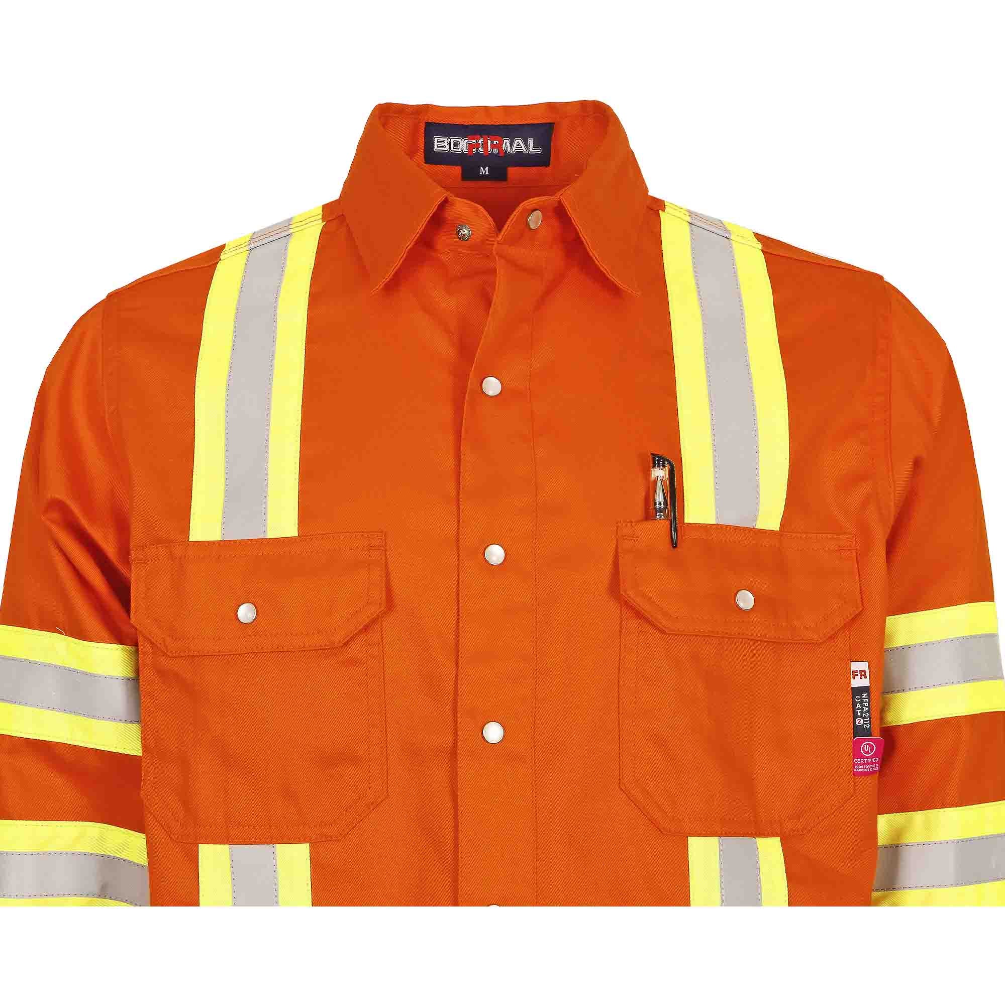 6.5OZ FR Hi Vis Work Shirts with Pearl Snap/Type O Class 1-0902HV