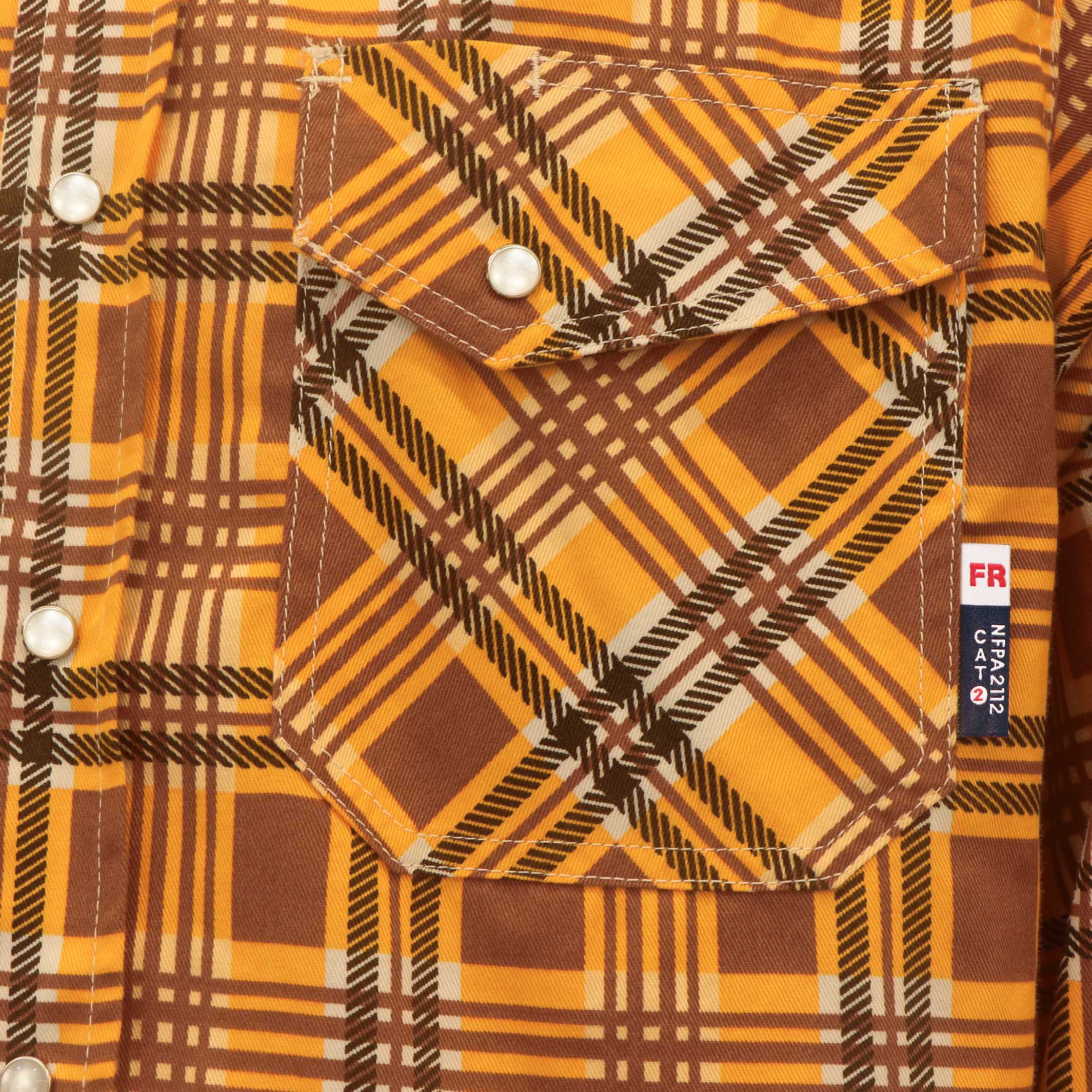 6.5OZ Printed Plaid Shirts With Pearl Snap(Final Sale)-3916