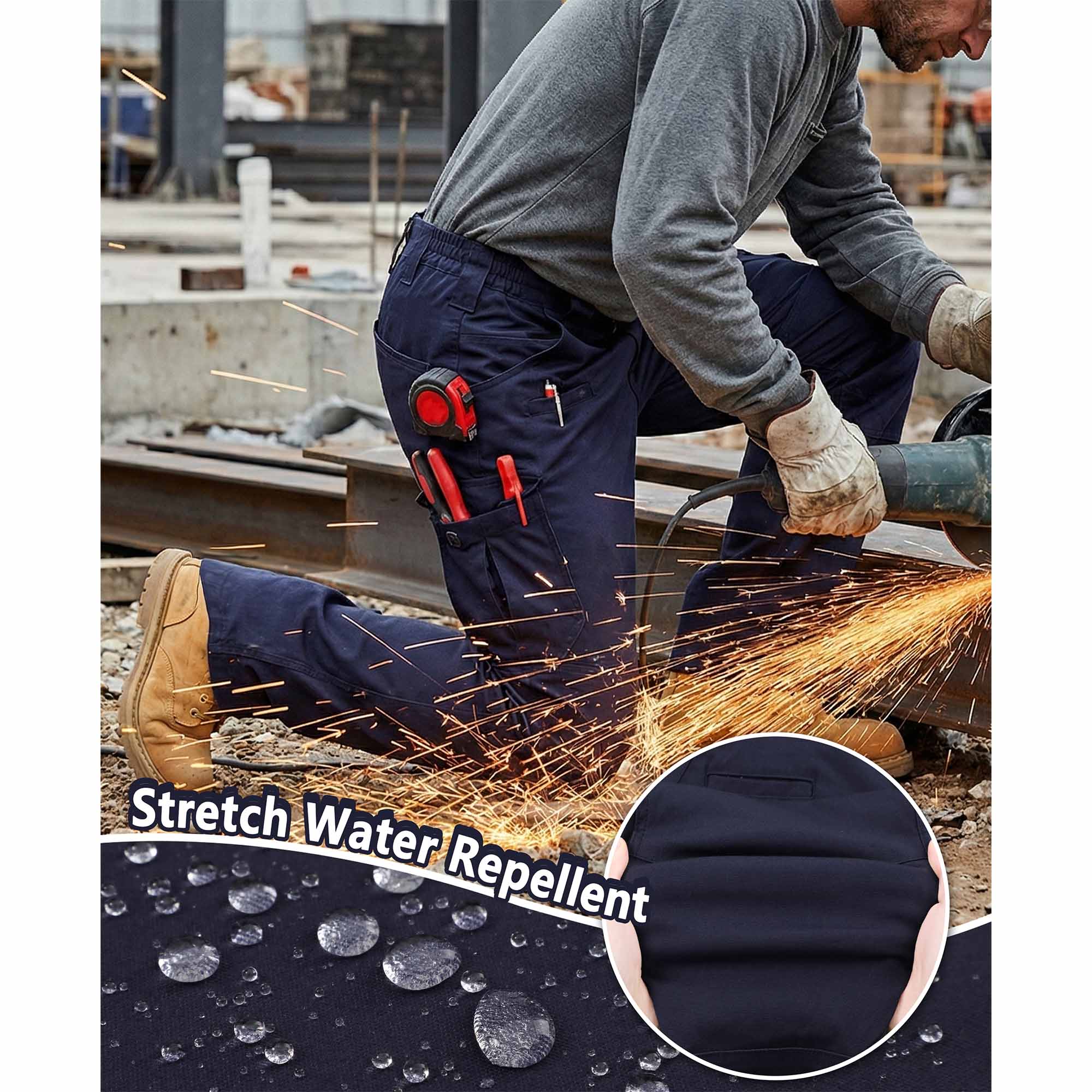 8.5OZ Cargo Pockets Dura-Stretch Rip-Stop Soft Canvas FR Reinforced Work Pants-8432