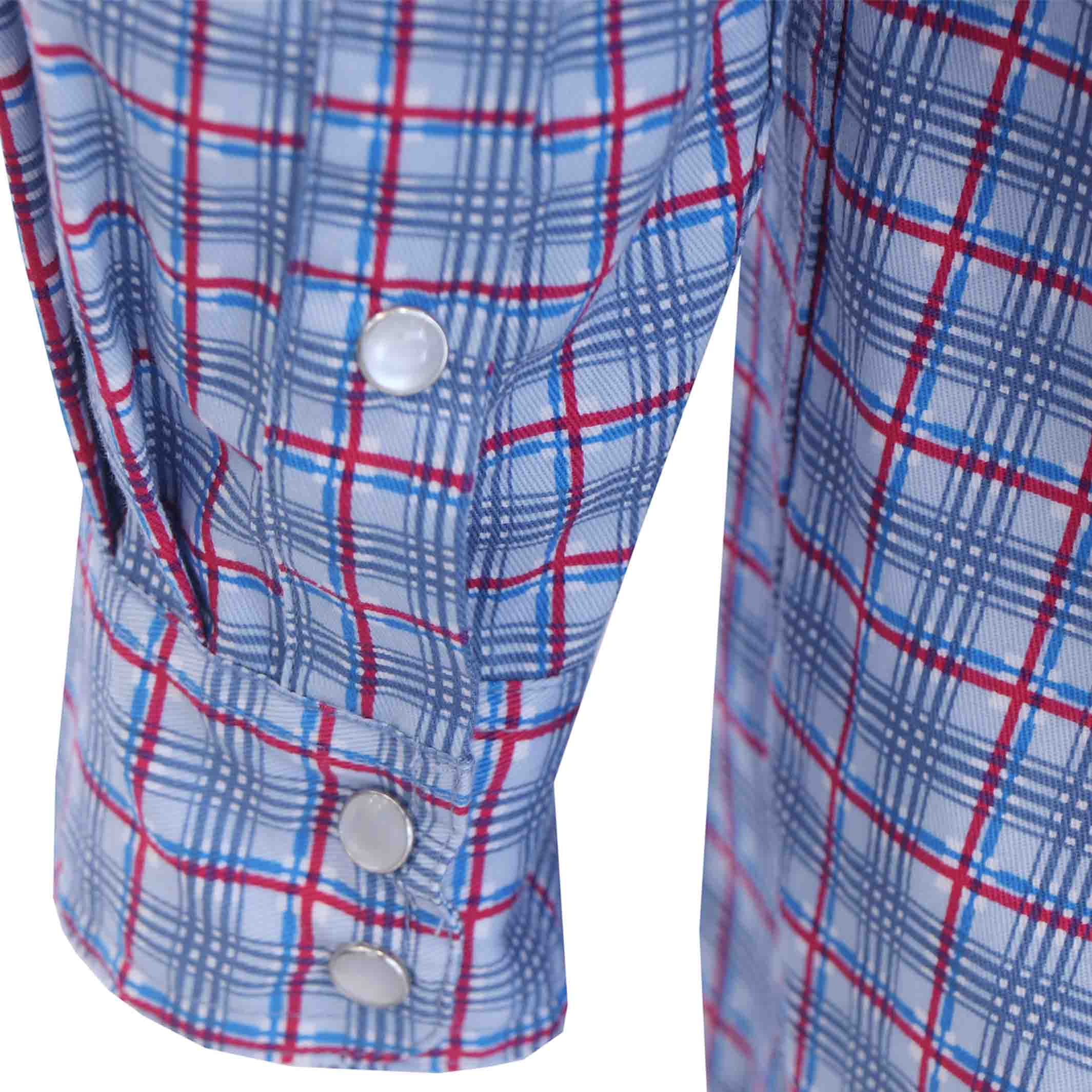 6.5OZ Printed Plaid Shirts With Pearl Snap-0916