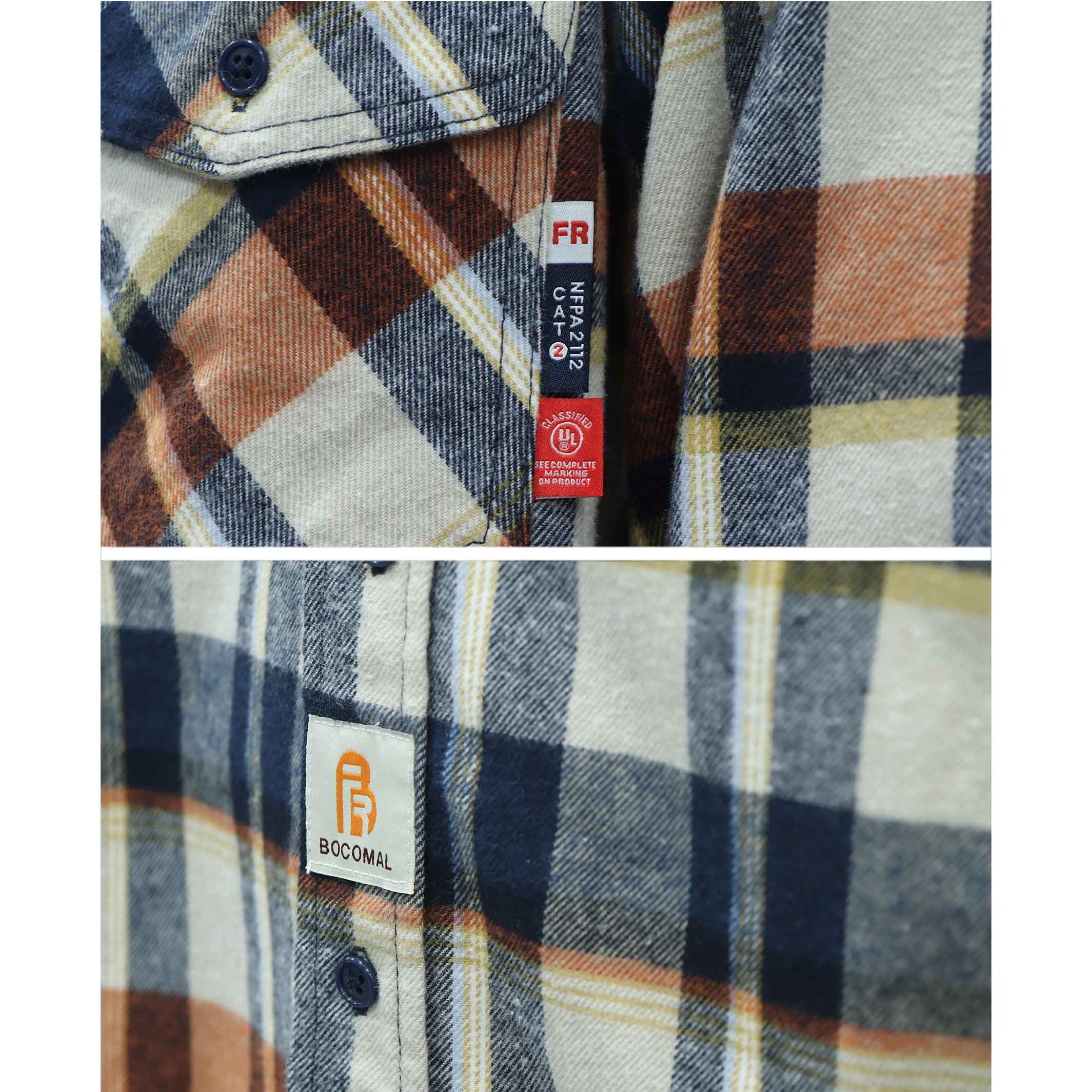 9.5OZ Plaid Flannel Shirts With Button(Final Sale)-3818