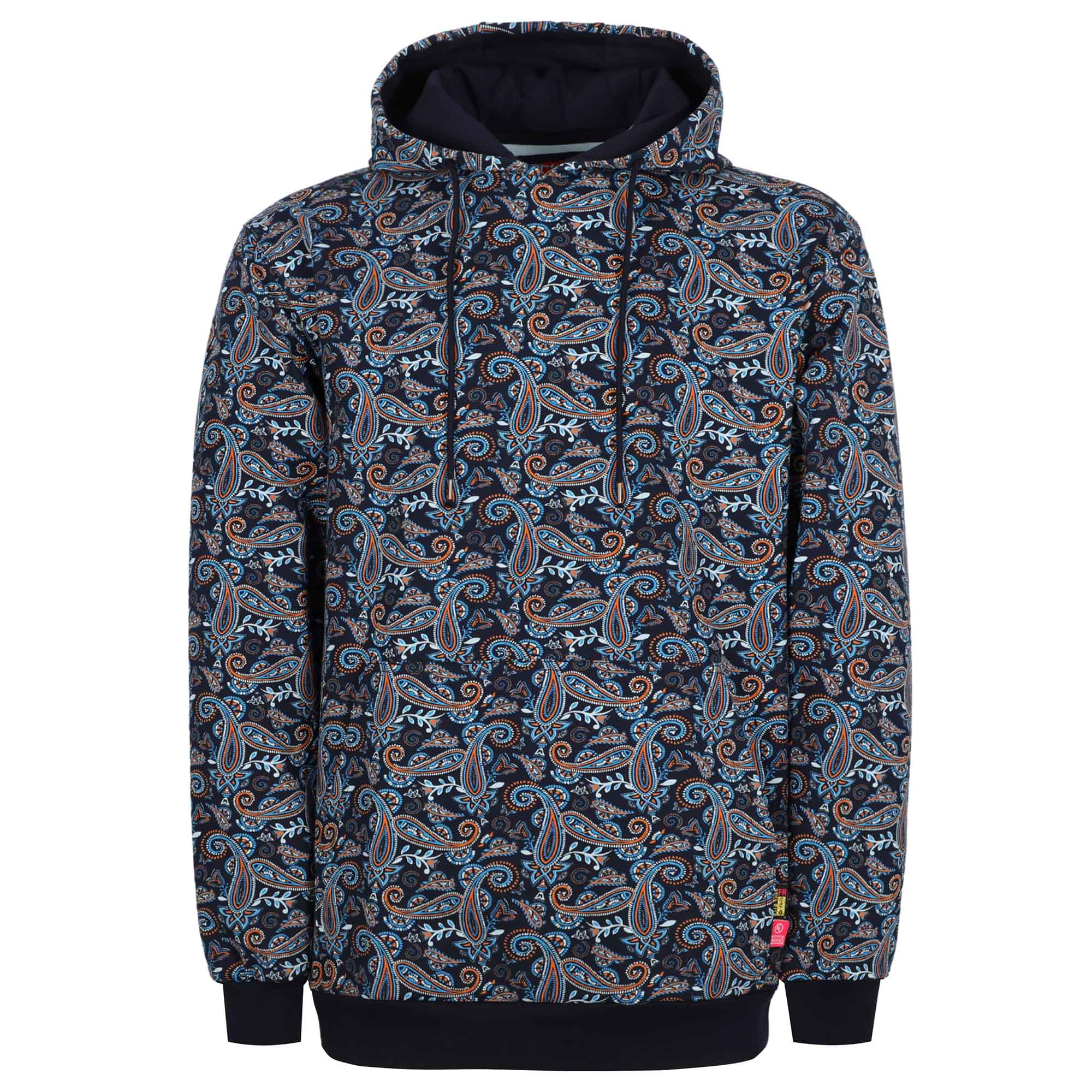 7.5oz Lightweight Paisley Printed Flame Resistant Hooded Sweatshirts Non Fleece -2613P
