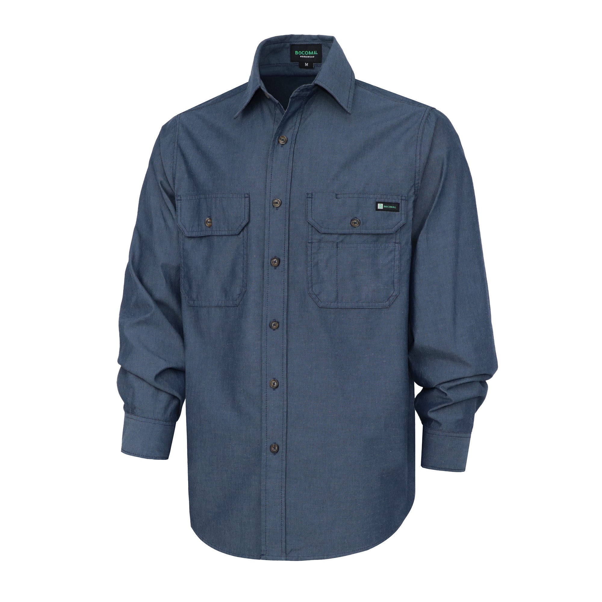 Men's Lightweight 100% Cotton Chambray Button Down Work Shirts -SH041J