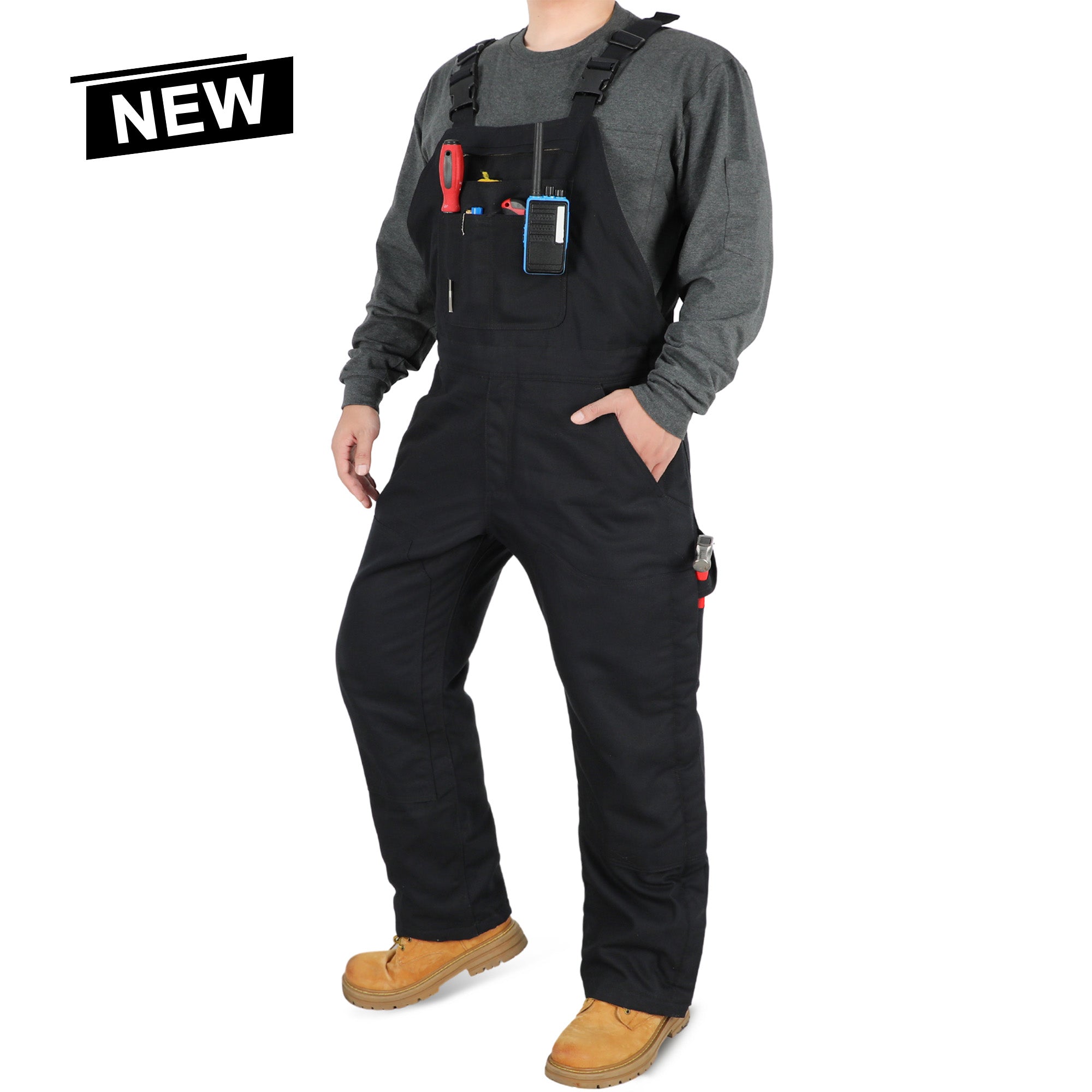 Insulated FR Bib Overalls with Thigh Zippers and Knee Pads for winter-8704