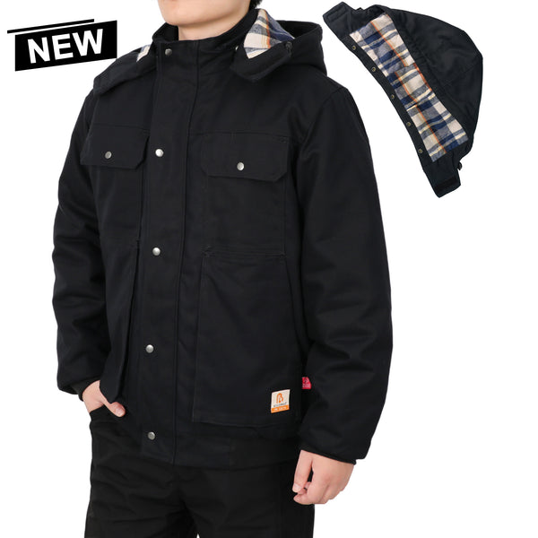 FR Jacket Insulated Heavyweight Canvas Flannel Lined,Detachable Hood