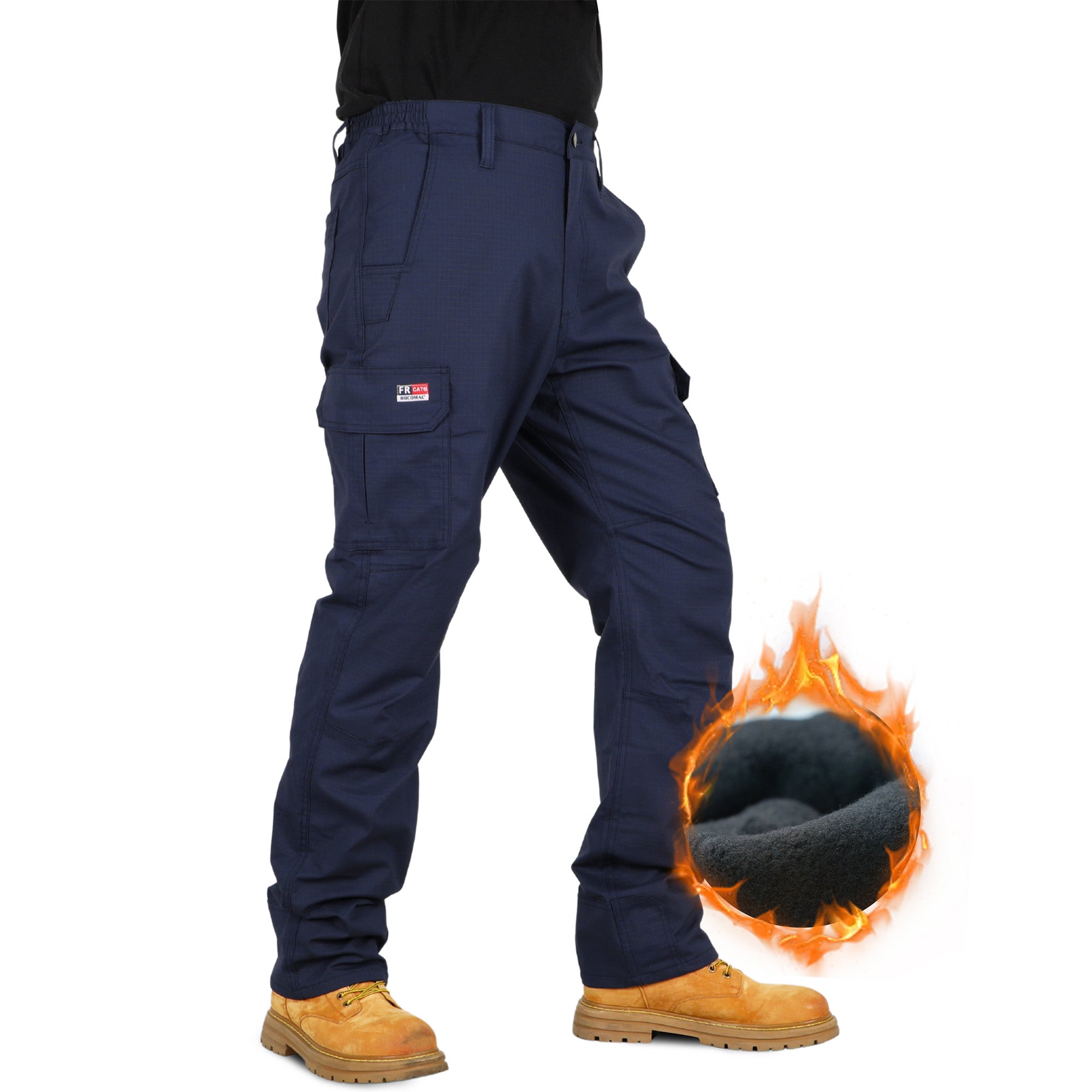 Modacrylic Cotton Fleece Lined Stretch Winter Cargo Pants-9328