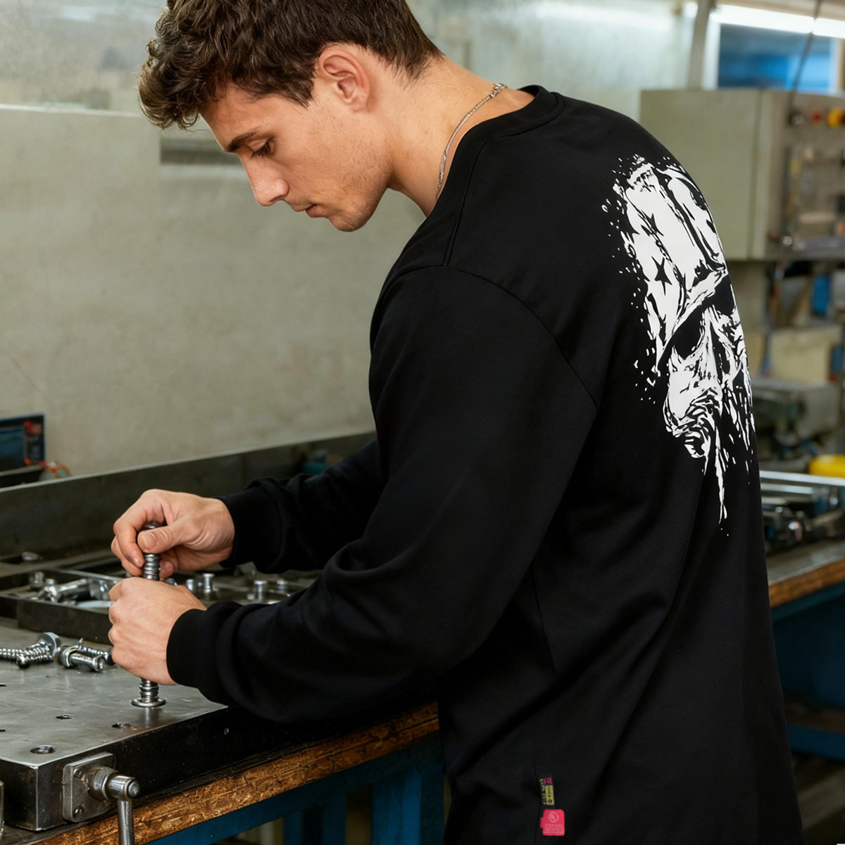 7oz Midweight Flame Resistant Flag/Skull Print Henley T-Shirts NFPA2112 CAT2-D1203