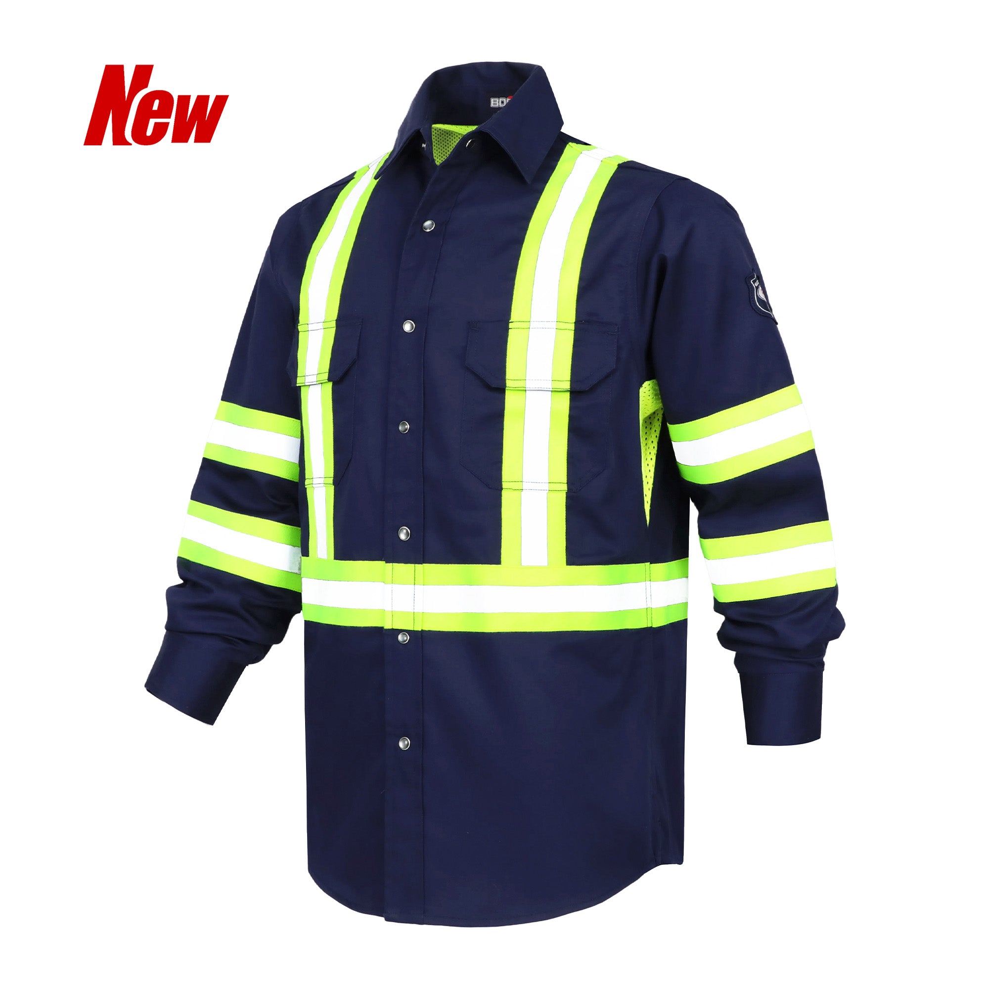 6.5OZ Lightweight Reflective High Visibility Breathable Mesh Vented FR Shirts - B207HV