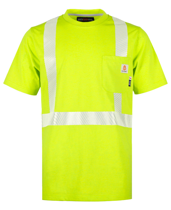 6oz Hi Vis Short Sleeve Flame Resistant Shirt Yellow Men's Safety Shirts