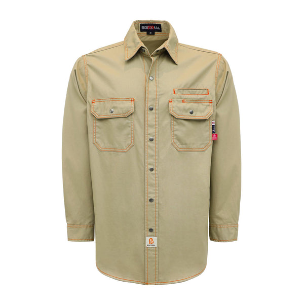 7.5OZ Solid Color  Shirts With Metal Button/Decorative Thread