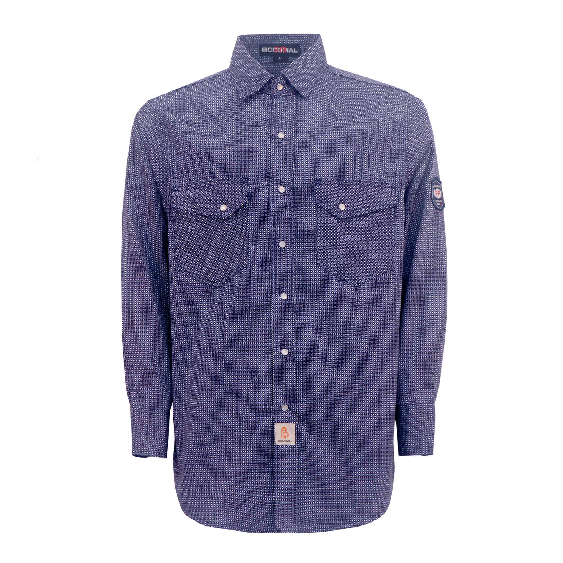 6.5OZ Printed Plaid Shirts With Pearl Snap-0916