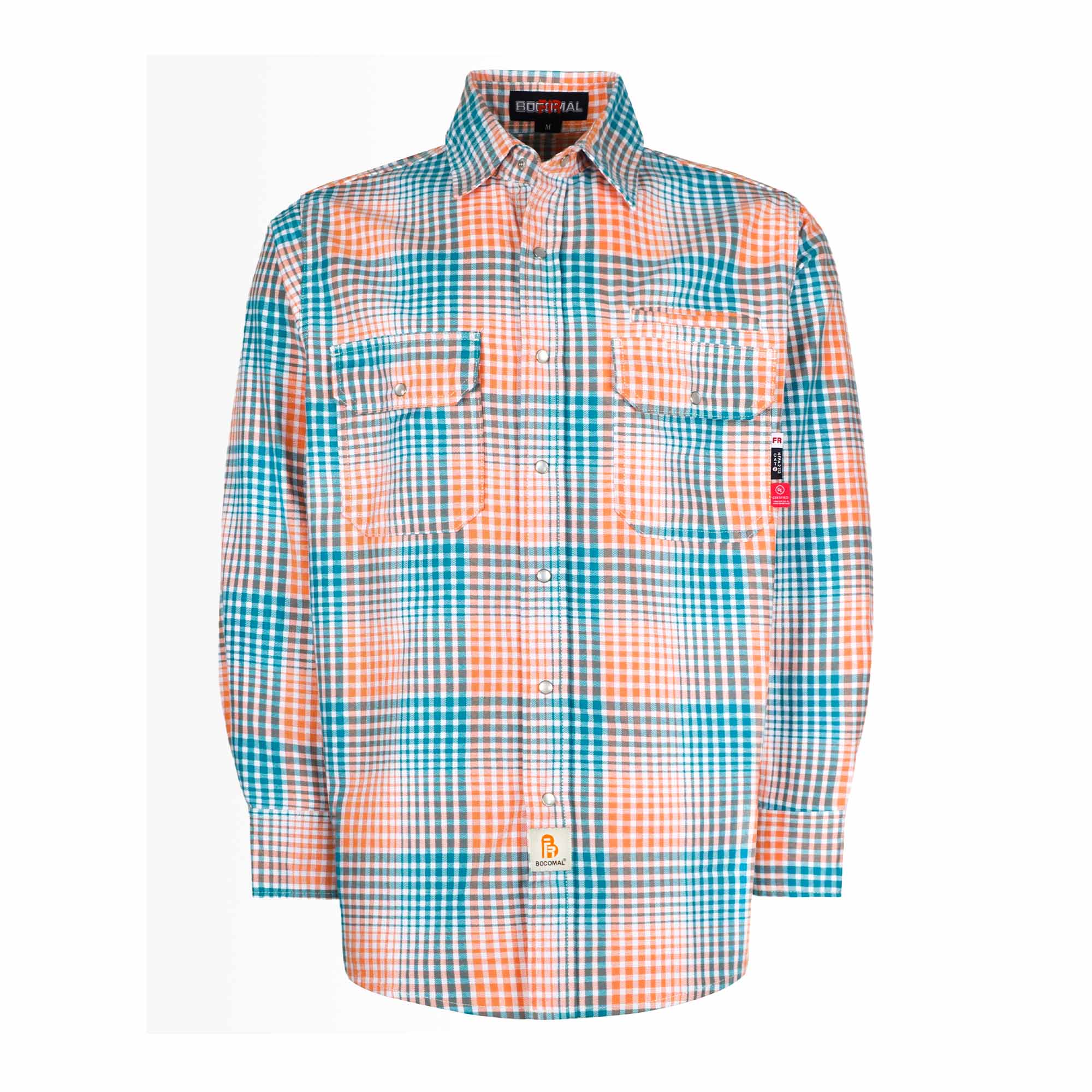 7.5OZ Printed Plaid Shirts With Metal Button(Final Sale)-3710