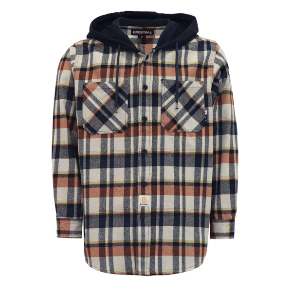 9.5OZ Hoodie Plaid Flannel Shirts With Button