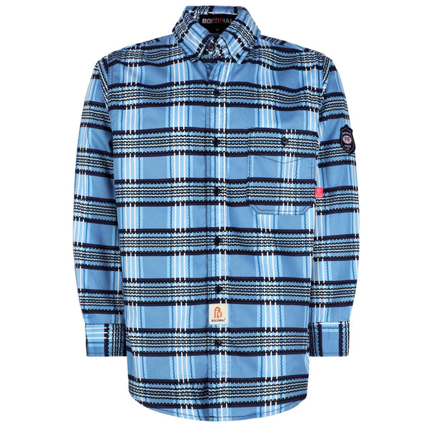 6.5oz Cotton Button Up Printed Plaid Flame Resistant Welding Shirts (Final Sale)