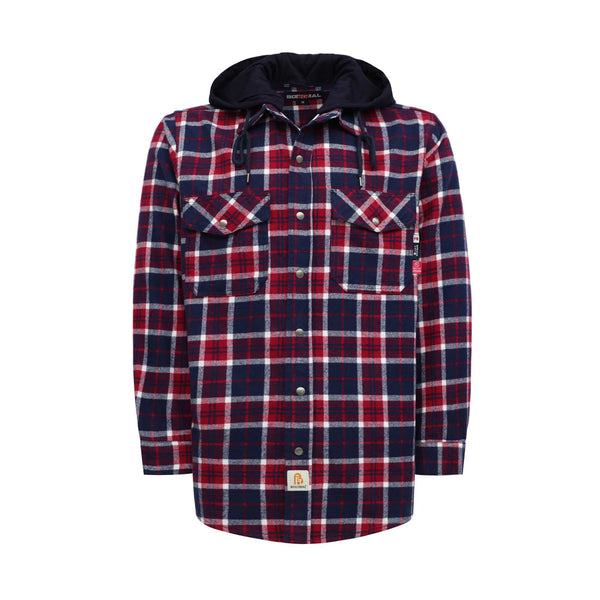 8.5OZ Plaid Flannel Shirts With Hoodie-3818H