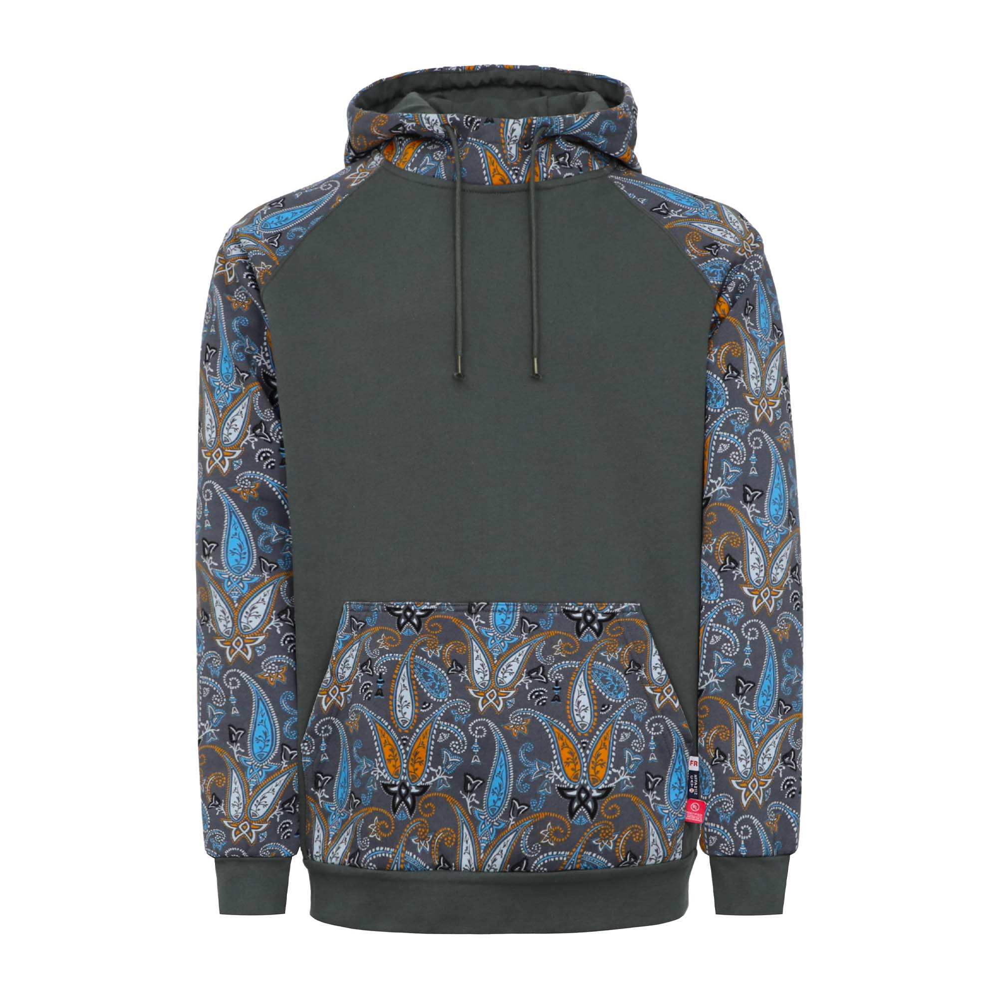 10.5oz Paisley Printed Two Tone Cotton Fleece Flame Resistant Pullover Hoodies(Final Sale)-1109P