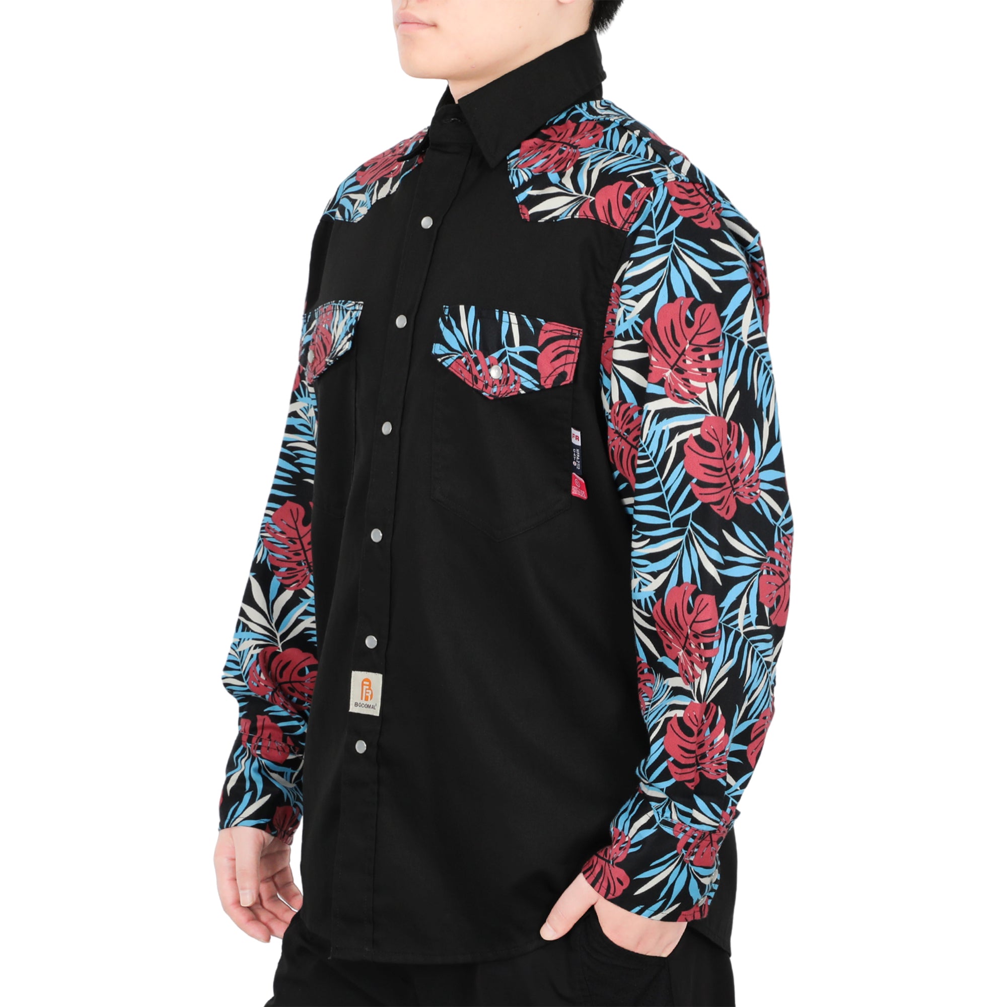 6.5OZ Pearl Snaps Two Tone Plaid/Solid Flame Resistant Cotton Welding Shirt-0907P