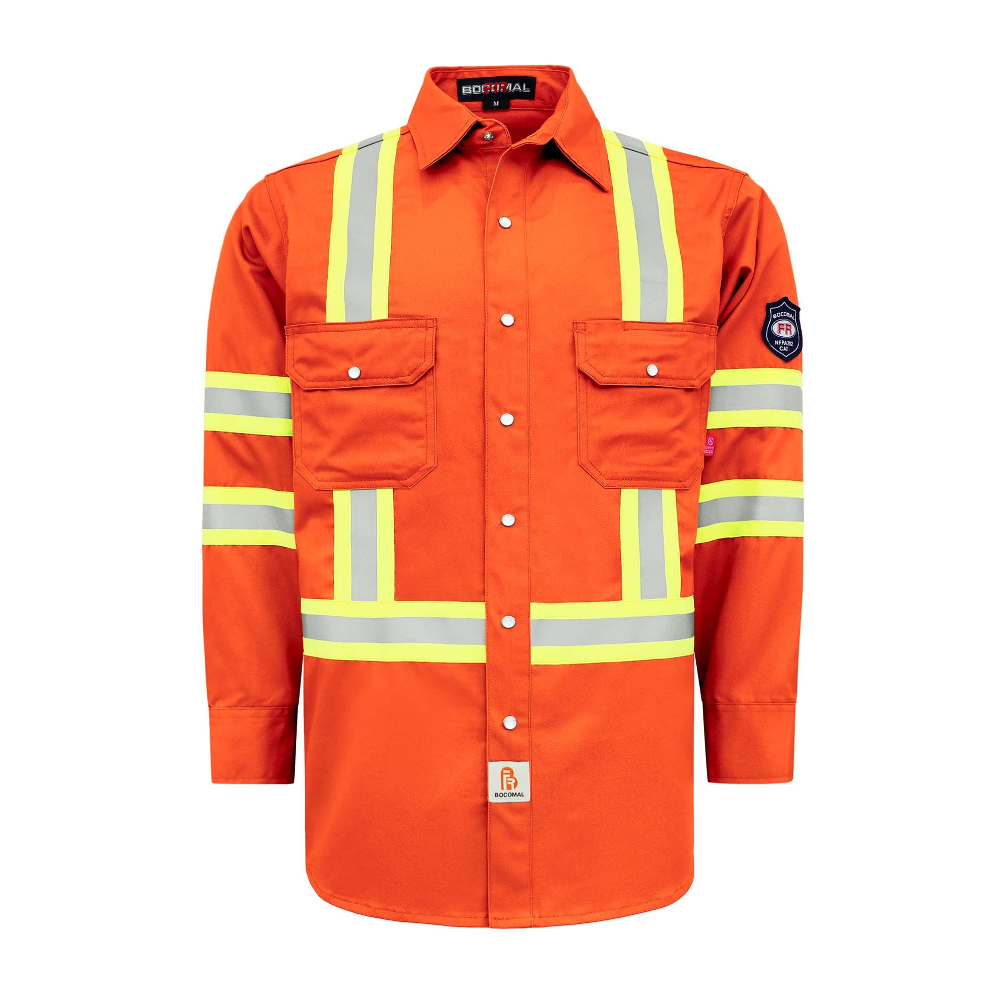 7.5OZ FR Hi Vis Reflective Shirts with Pearl Snap/Type O CLASS 1-0802
