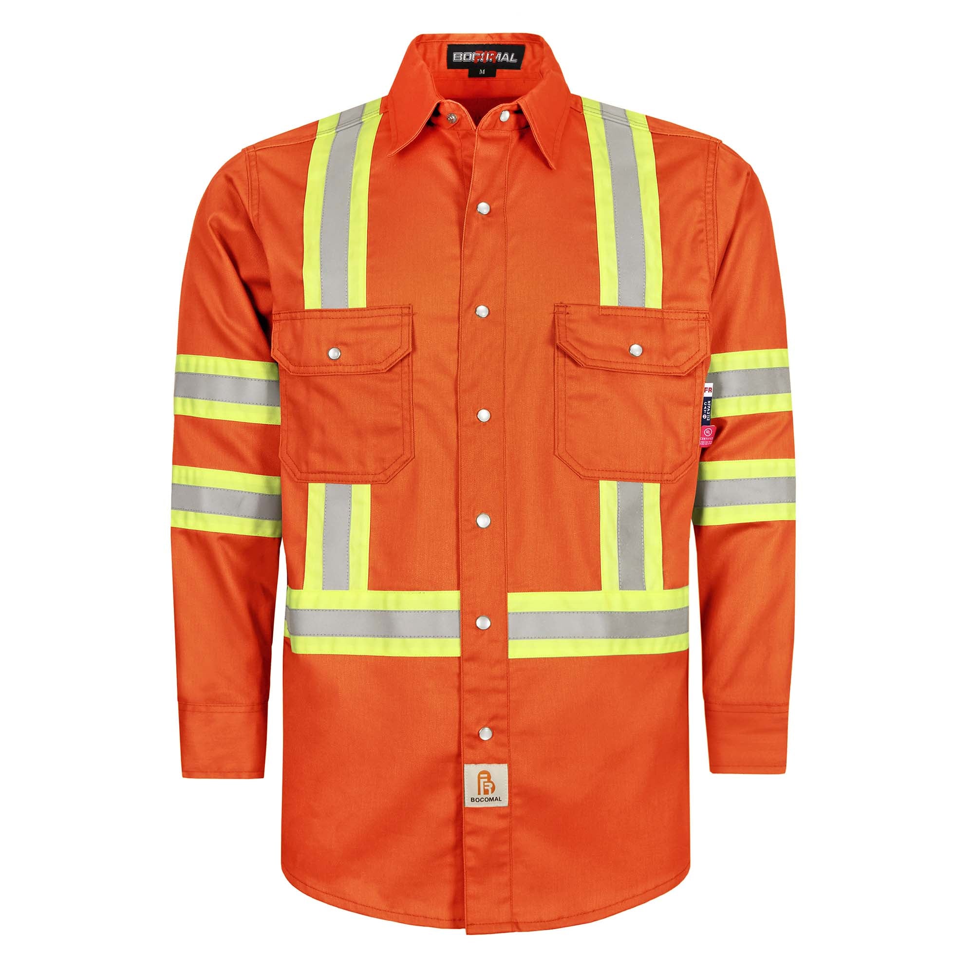 6.5OZ FR Hi Vis Work Shirts with Pearl Snap/Type O Class 1-0902HV