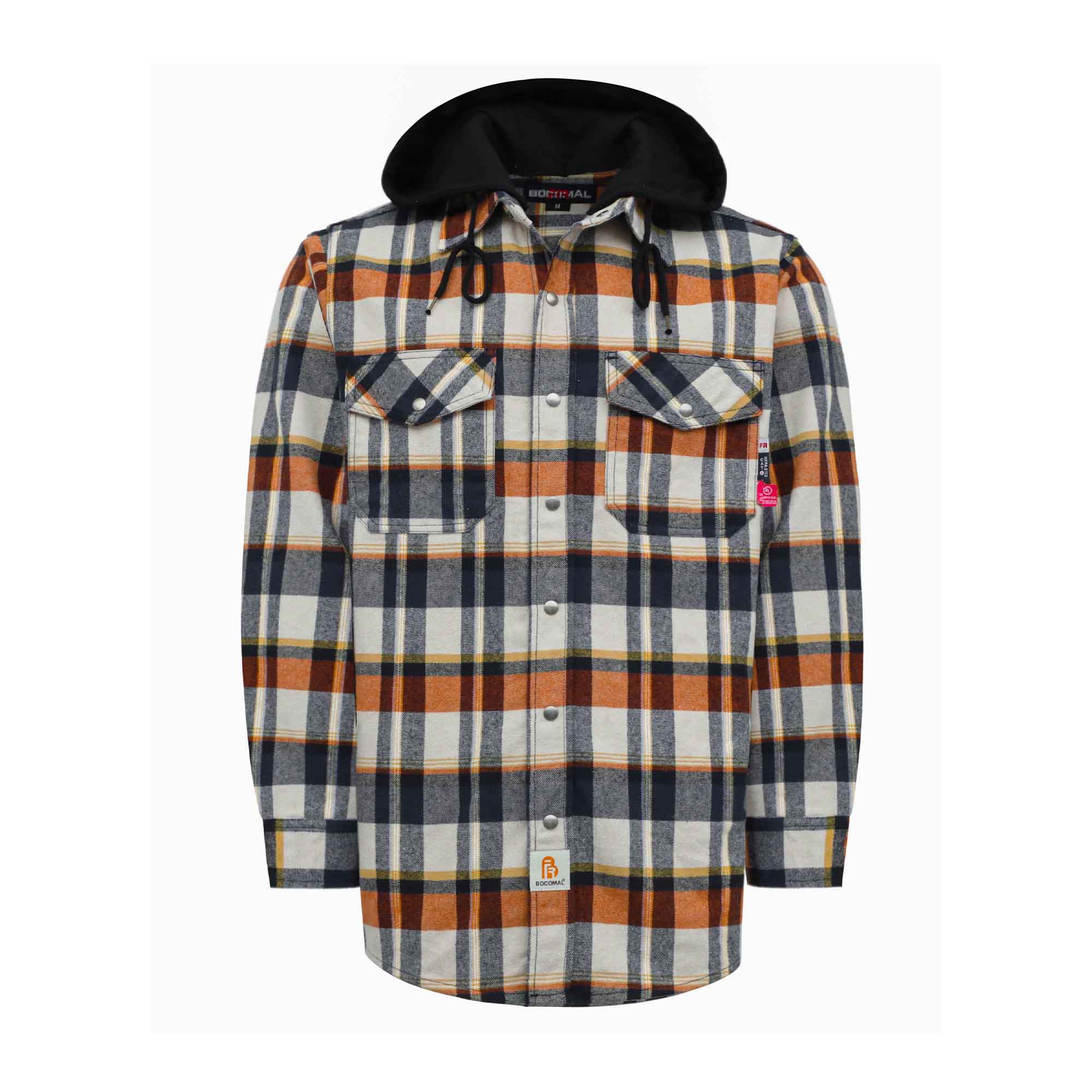 8.5OZ Plaid Flannel Shirts With Hoodie-3818H