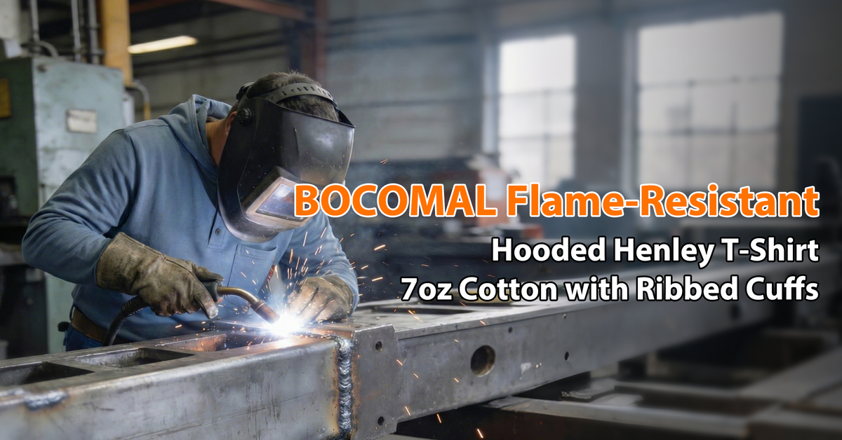 7OZ Cotton Flame-Resistant Hooded Henley T-Shirt - B103