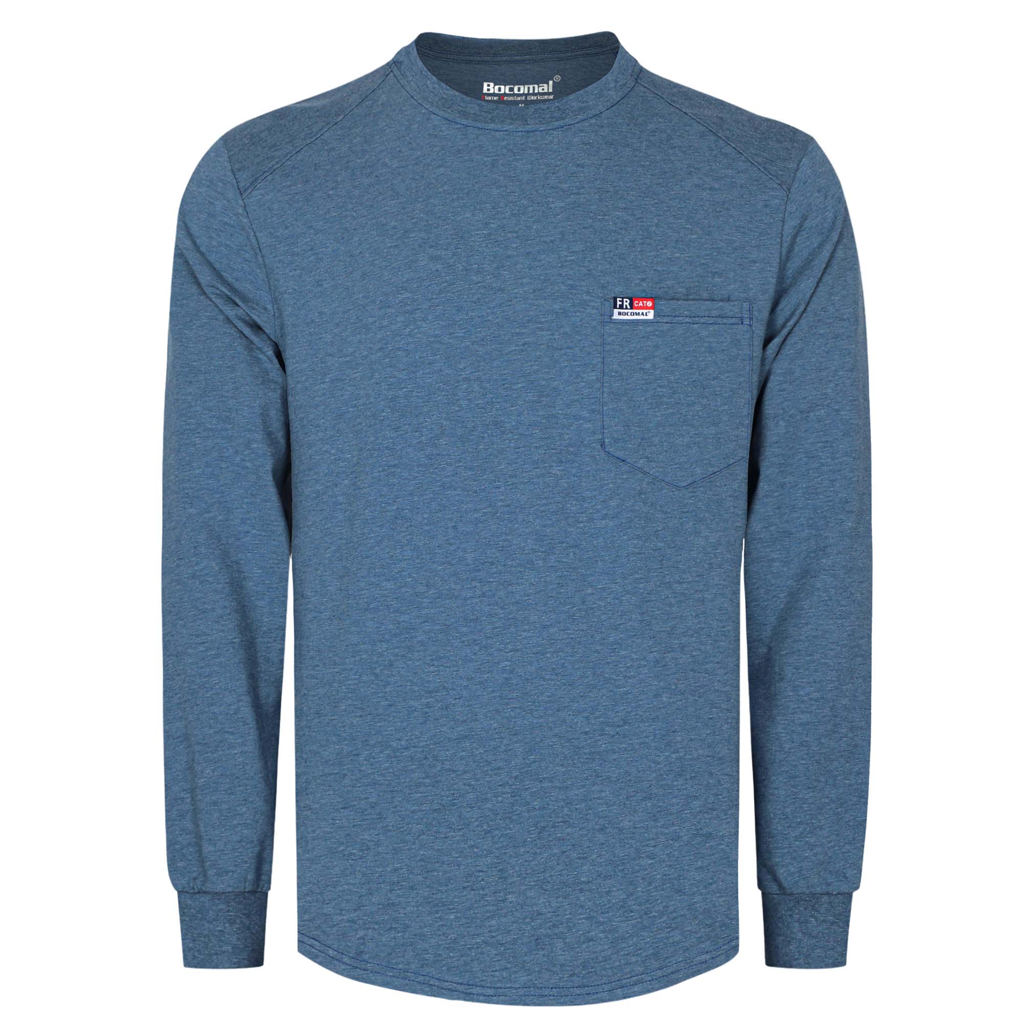 6OZ Crewneck Cotton Tencel Heather Blended Flame Resistant Work T-Shirt - A335