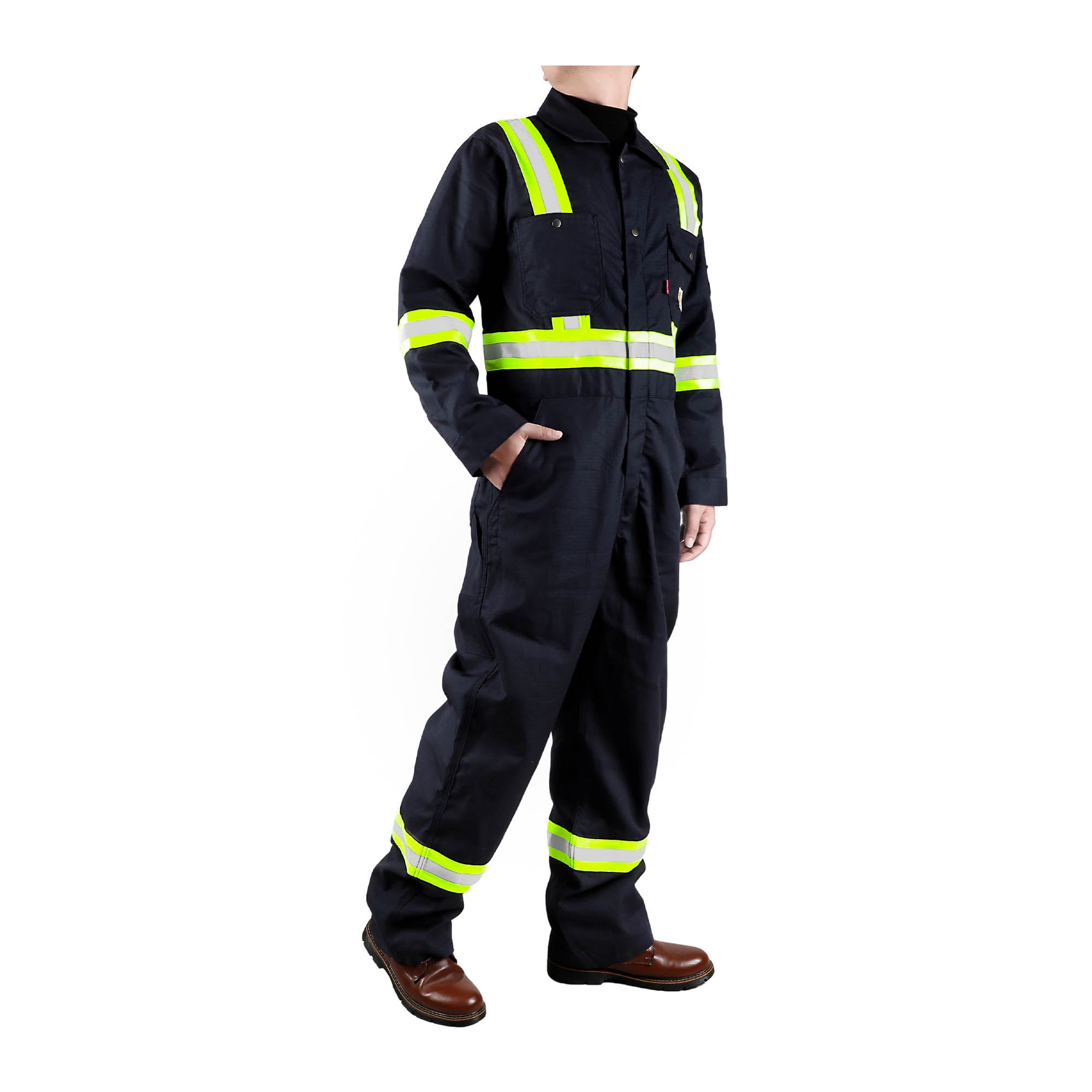 6OZ Hi Vis Coveralls With 2inch Reflective Taps-2128HV