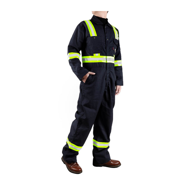 6OZ Hi Vis Coveralls With 2inch Reflective Taps