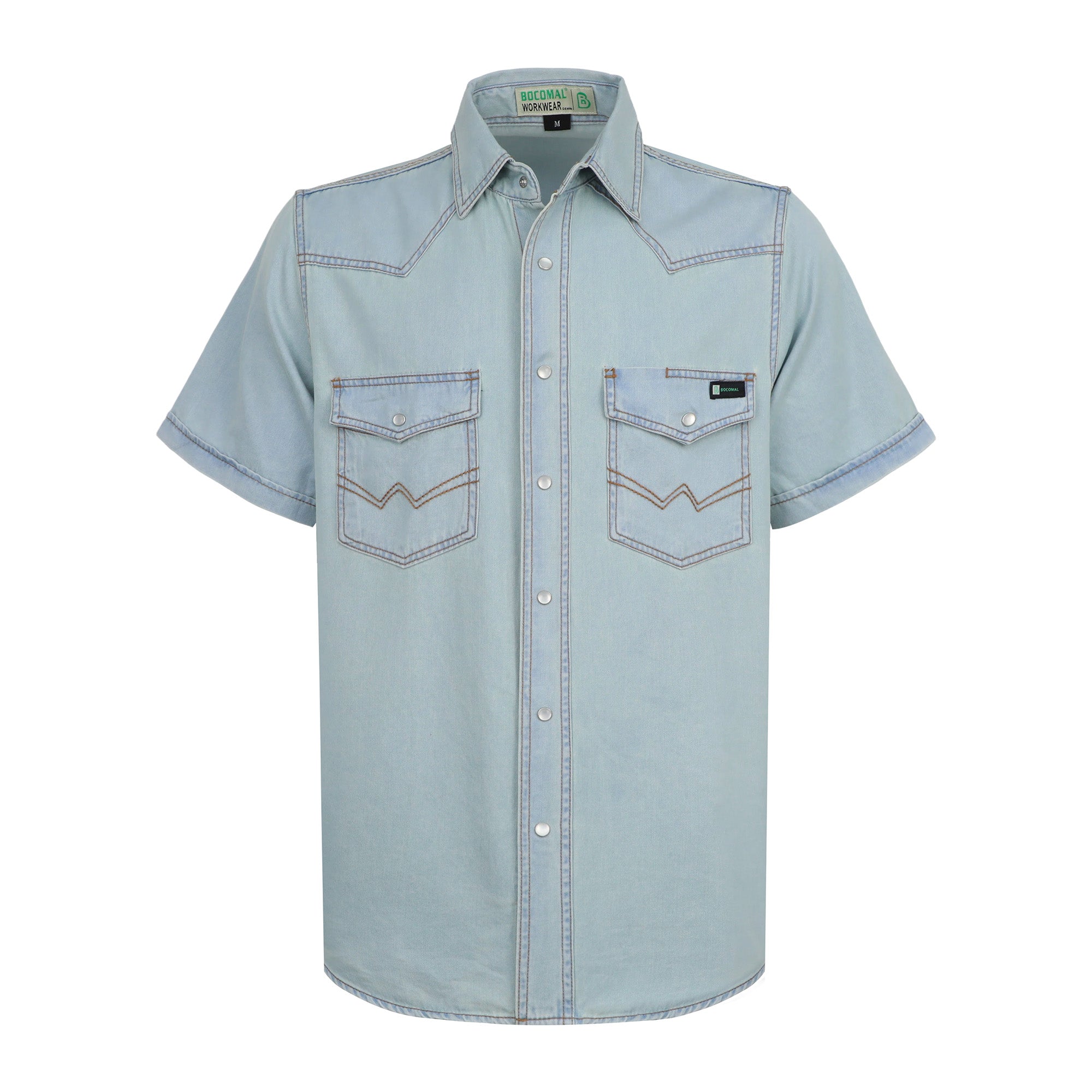 6.5OZ Short Sleeve Pearl Snap Denim Work Shirt (NON-FR) - SH052C