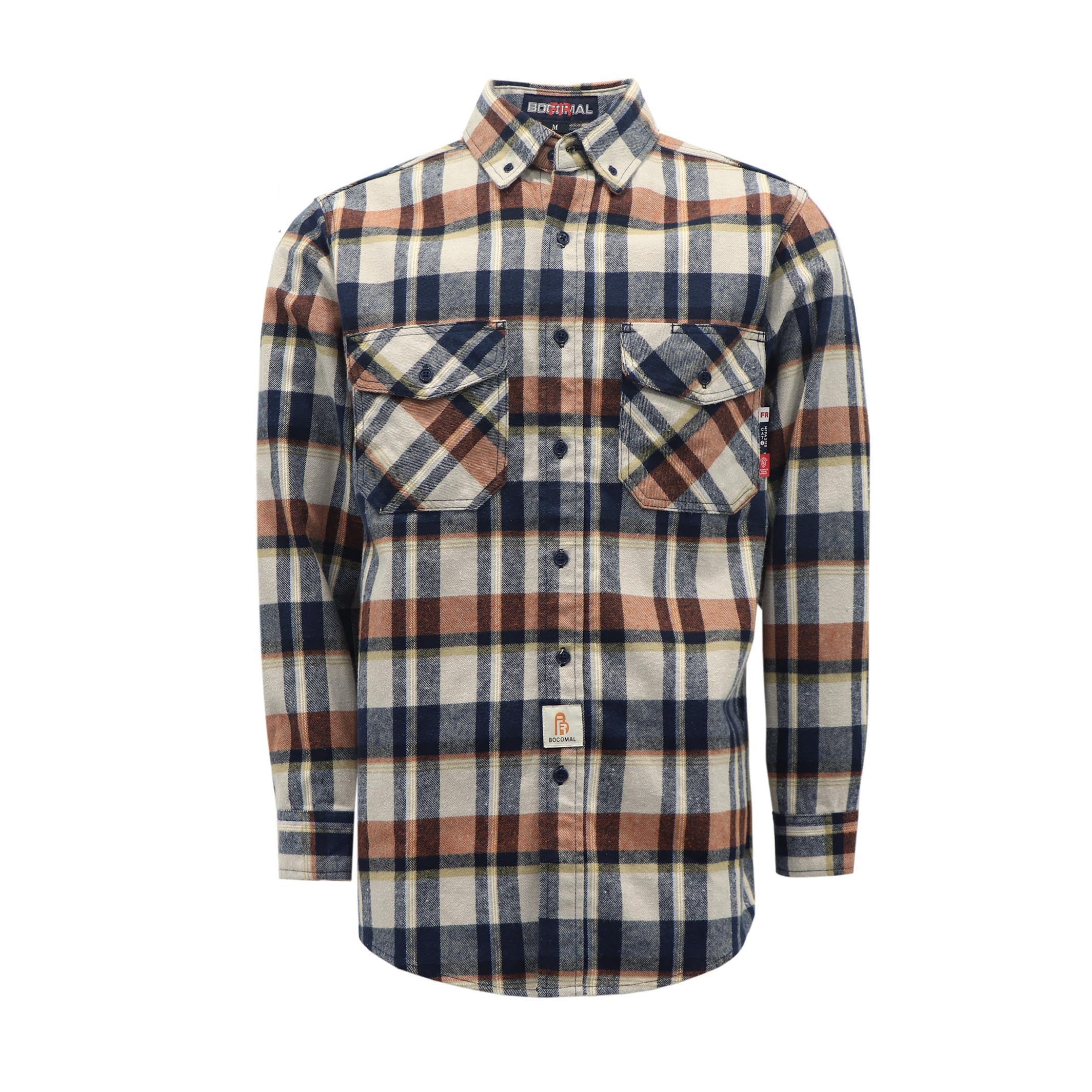 9.5OZ Plaid Flannel Shirts With Button(Final Sale)-3818