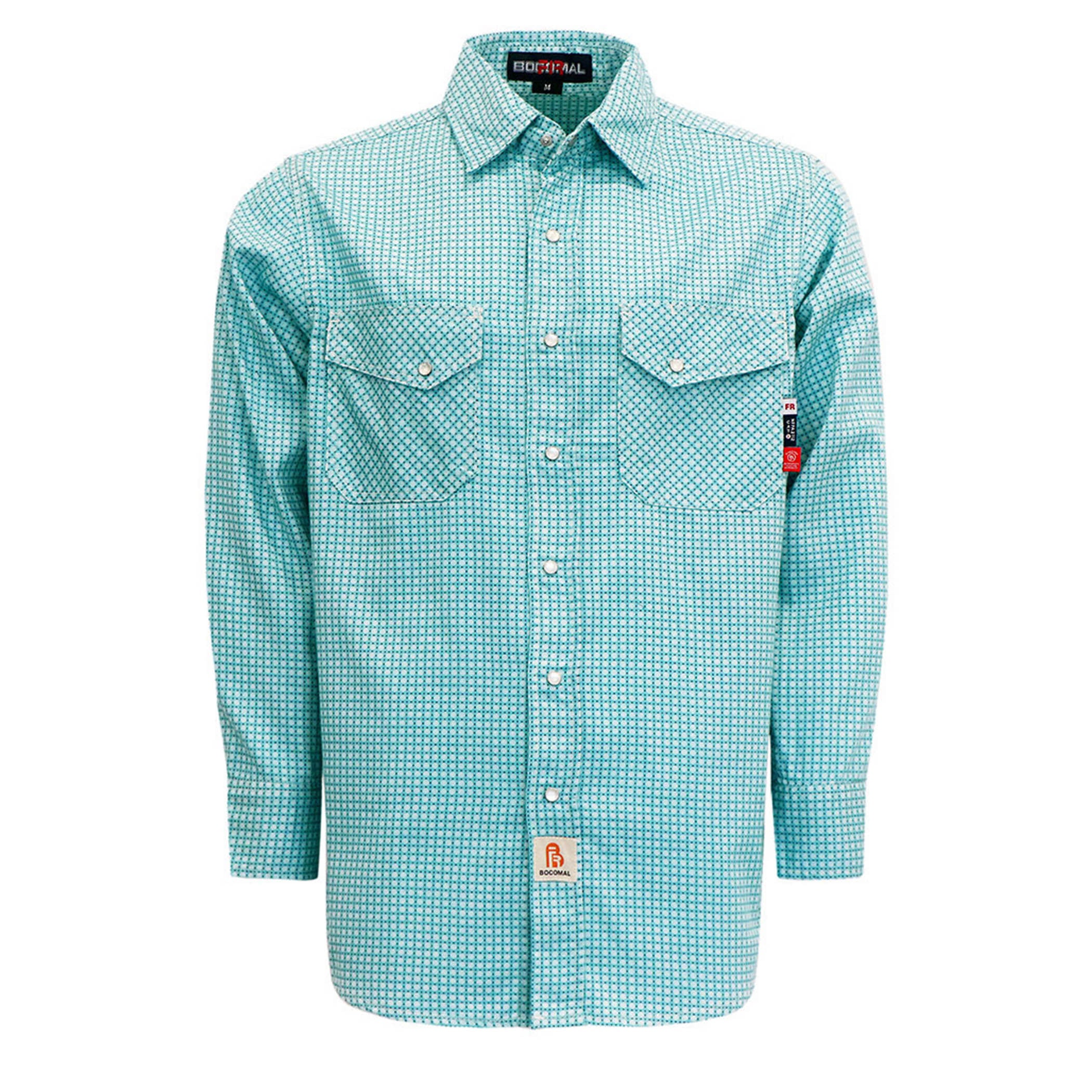 6.5OZ Printed Plaid Shirts With Pearl Snap(Final Sale)-3916