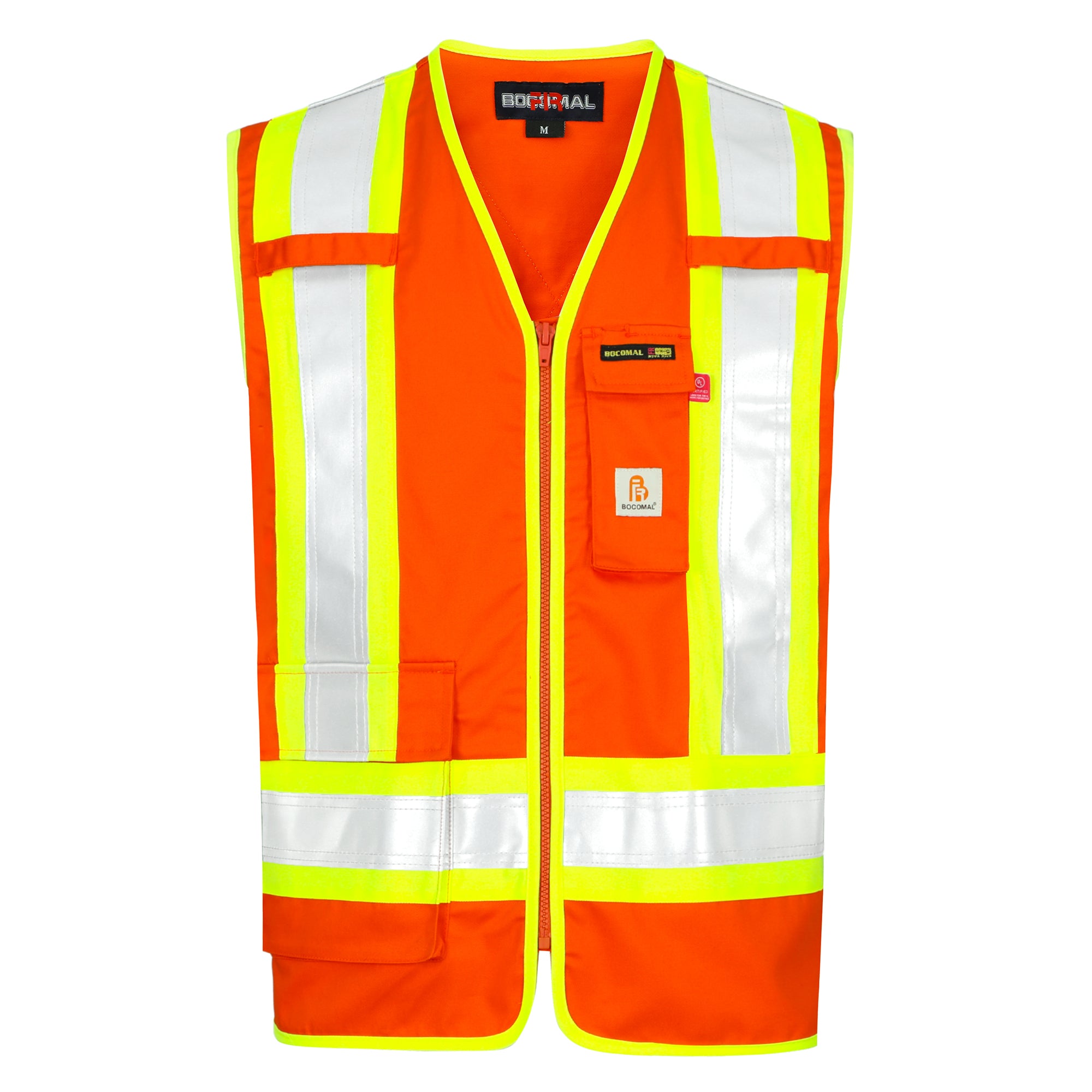 FR Vest Zipper 4”Tape Hi Vis/High Visibility ANSI/ISEA NFPA2112 CAT2 Flame Resistant Satety Workwear-3402HV