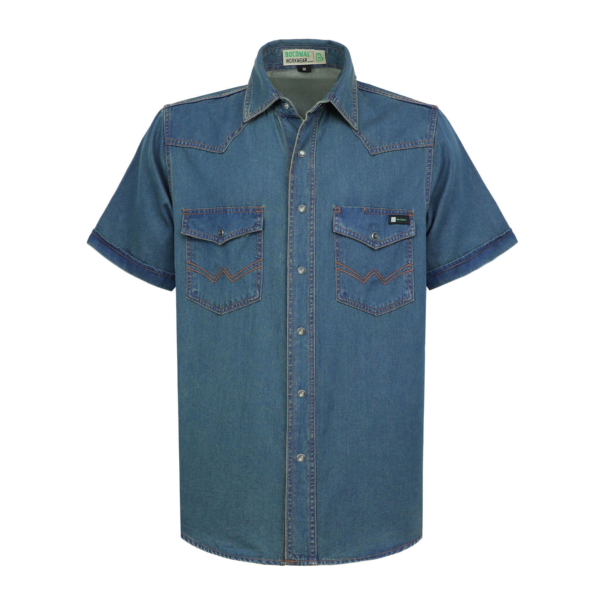 6.5OZ Short Sleeve Pearl Snap Denim Work Shirt (NON-FR) - SH052C