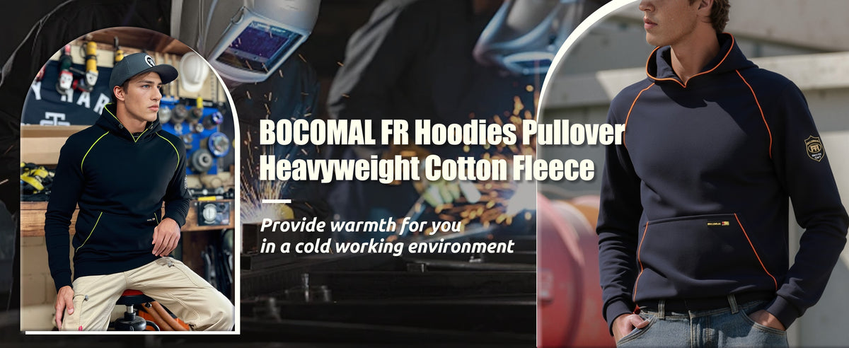 12oz Heavyweight Cotton Fleece FR Hi-Vis Hooded Sweatshirts-4931B