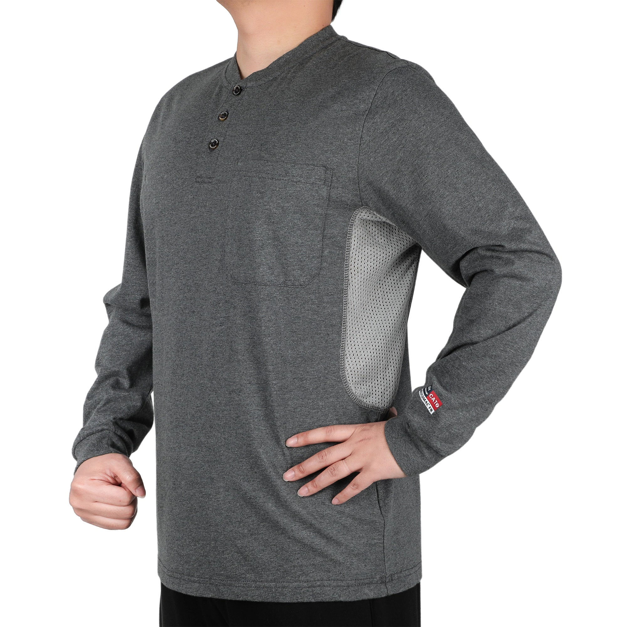 6OZ Button Pullover T-Shirts/Breathable Vented Design-6908
