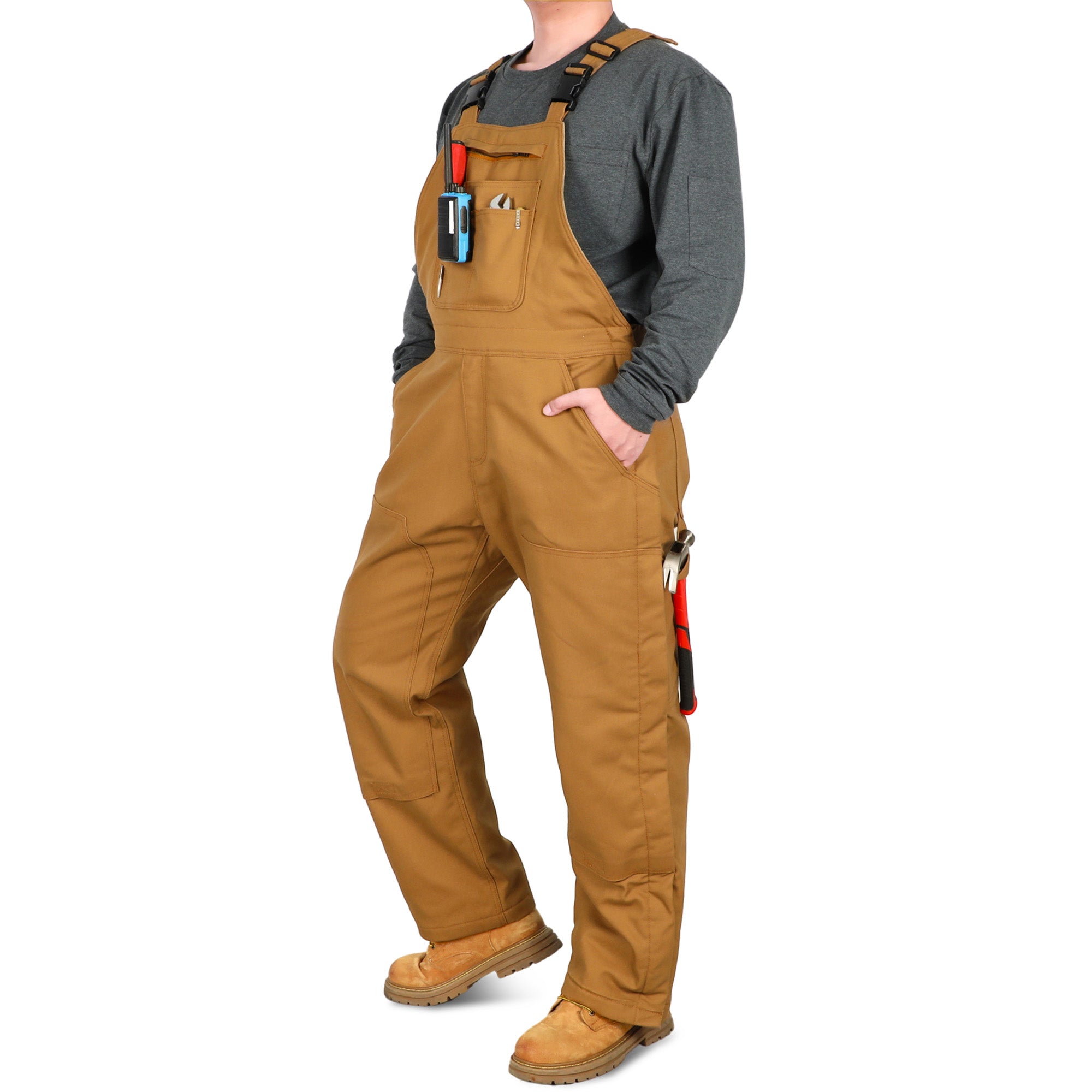 Insulated FR Bib Overalls with Thigh Zippers and Knee Pads for winter -8704