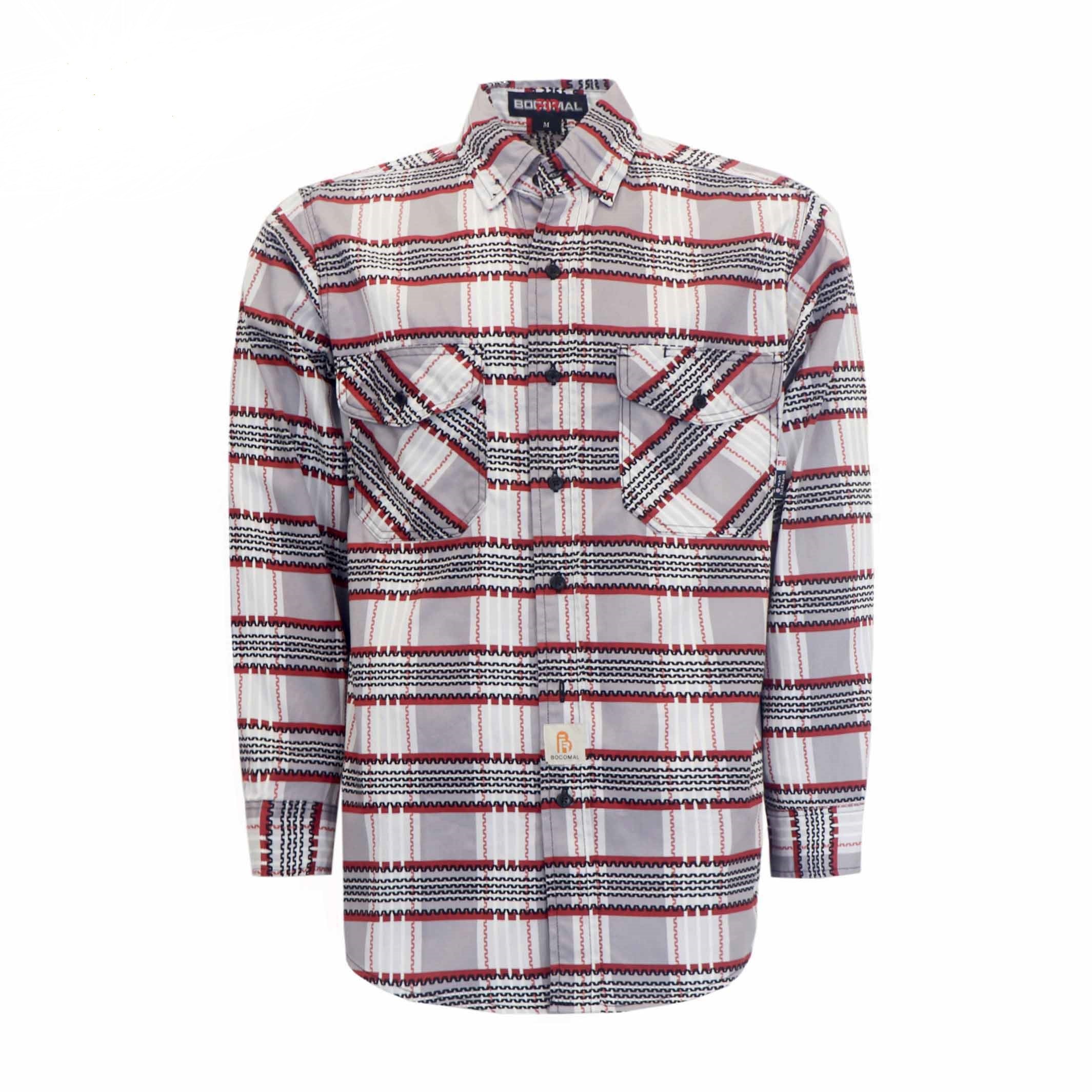 6.5OZ New Printed Plaid Shirts With Button(Final Sale)-3816