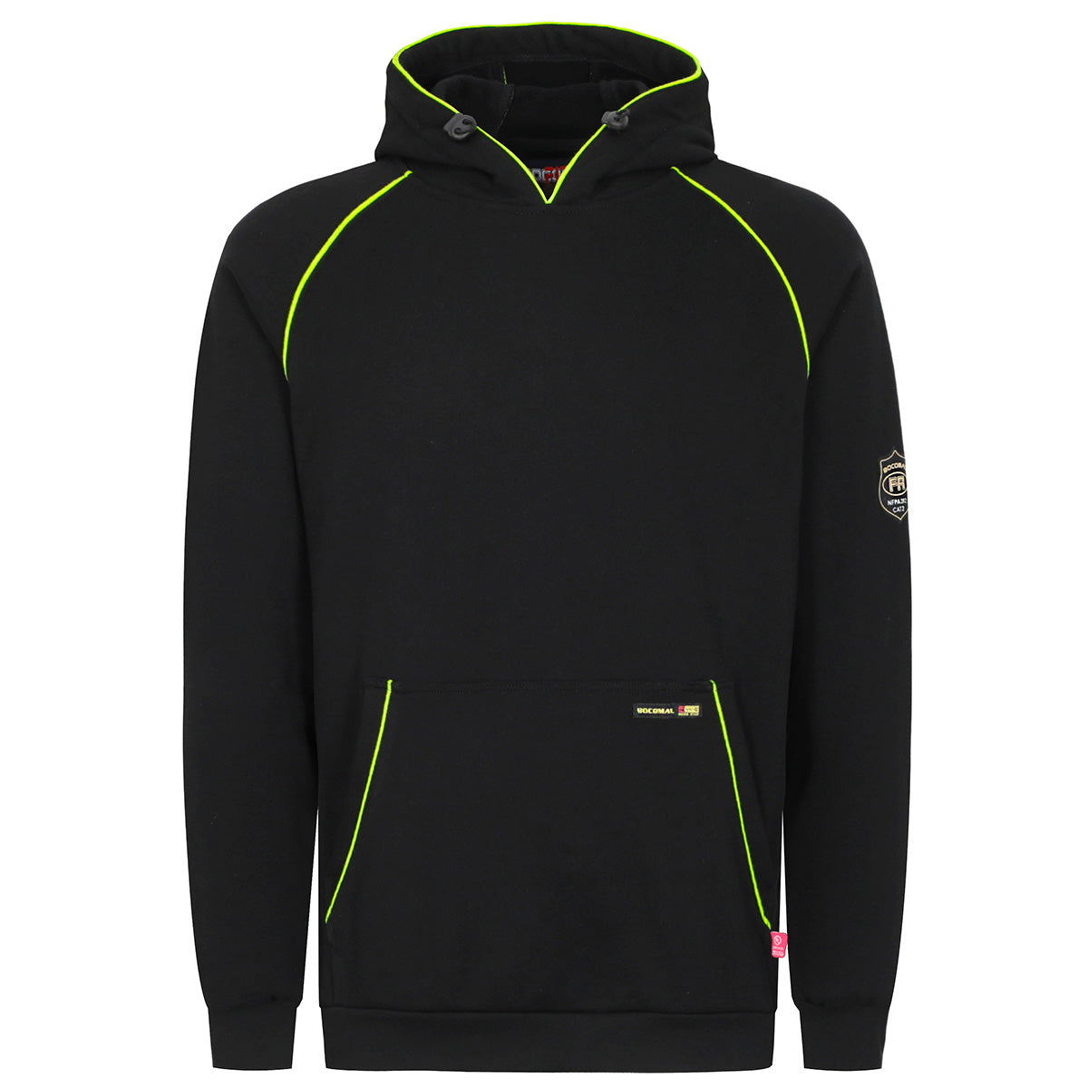 12oz Heavyweight Cotton Fleece FR Hi-Vis Hooded Sweatshirts-4931B