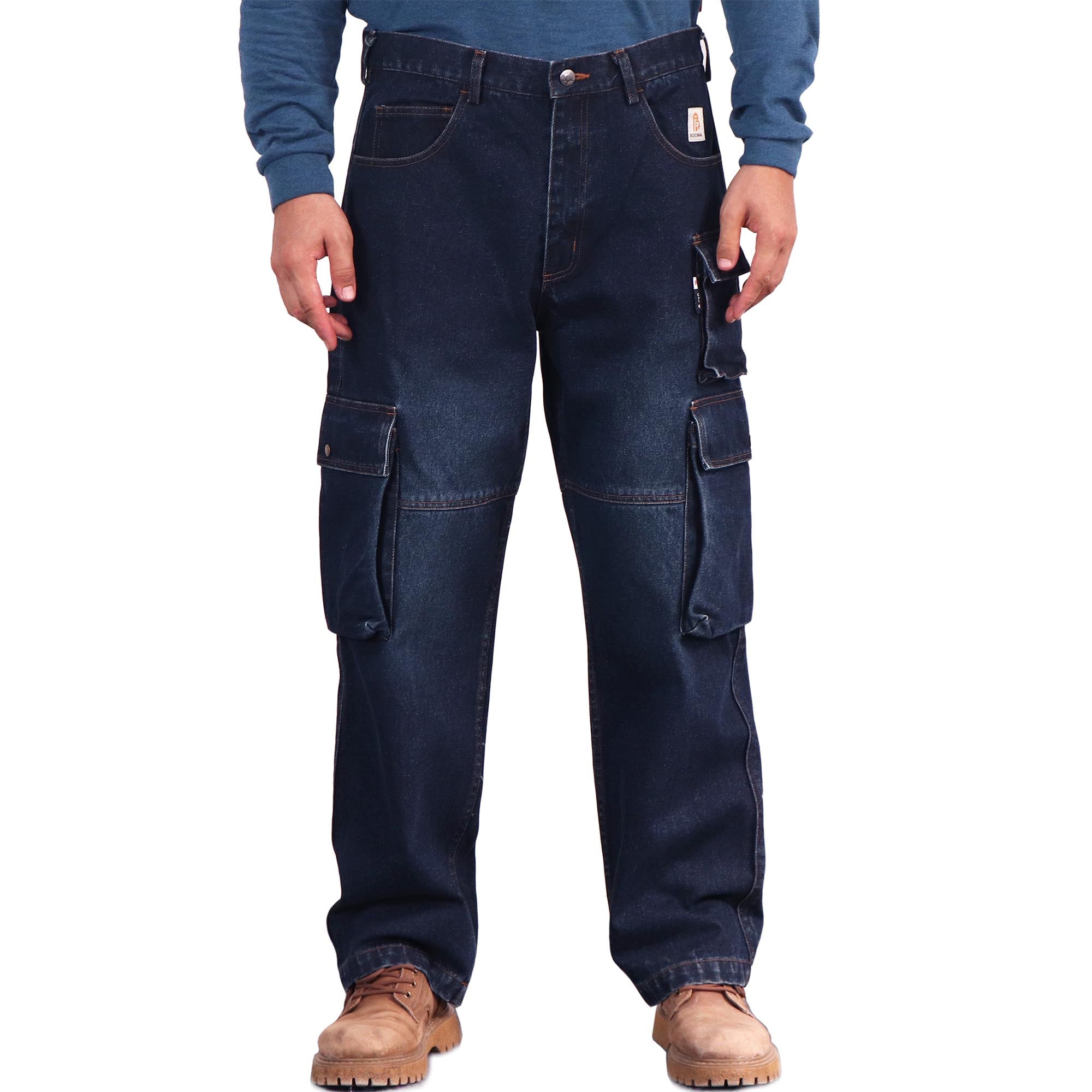 12OZ Cargo Jeans Utility 8 Pockets/Decorative Thread Style(Final Sale)-6115